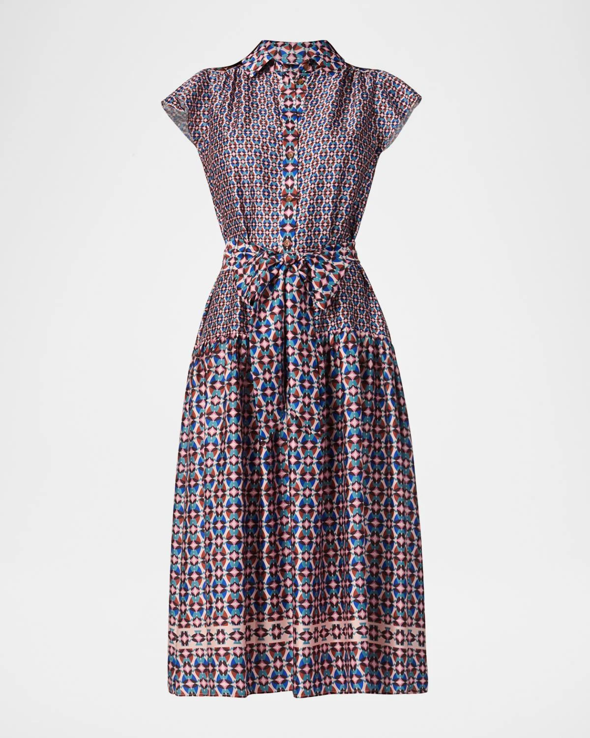 Kennedy Geometric-Print Midi Shirtdress - 1