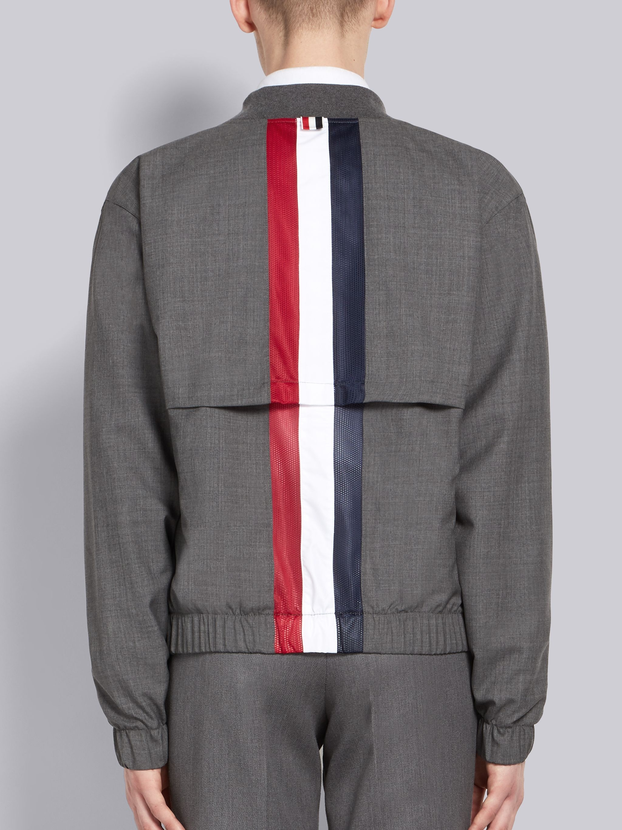 Center-Back Stripe Wool Bomber - 3