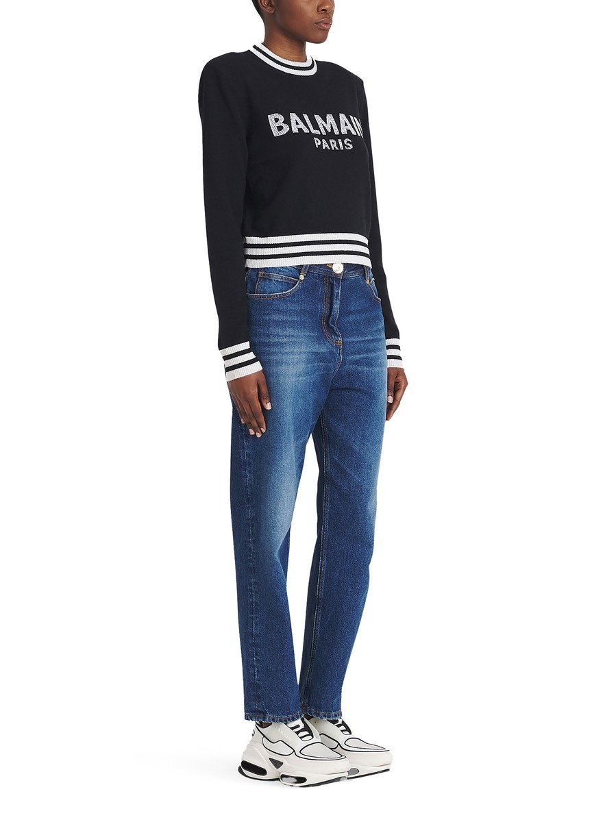 Cropped wool sweatshirt with Balmain logo - 4