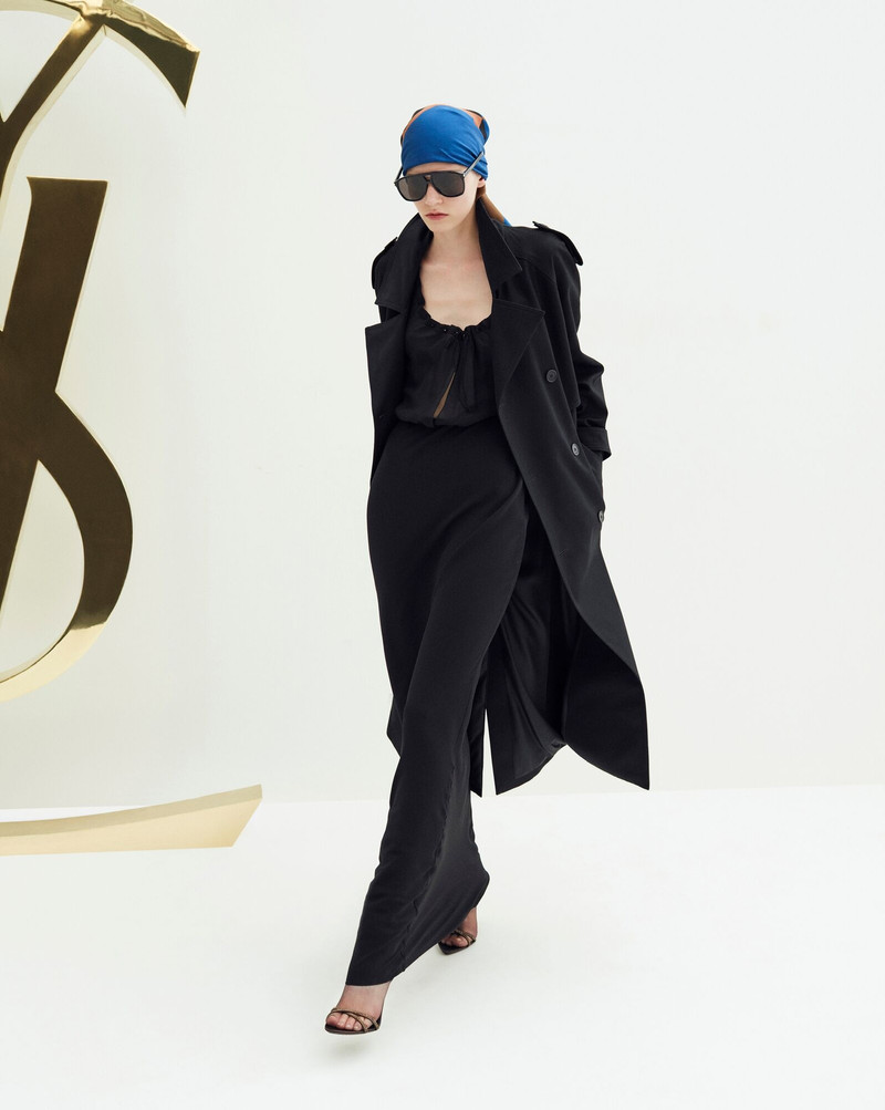 SAINT LAURENT long dress in silk georgette outlook