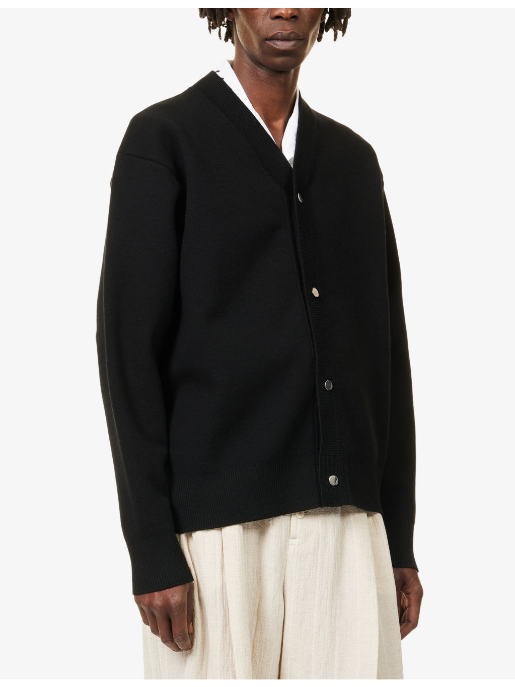 V-Neck Wool-Blend Cardigan - 3