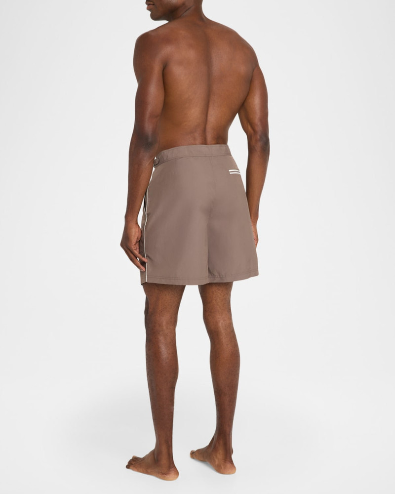 Men's Tabbed-Waistband Nylon Swim Shorts with Piping 3