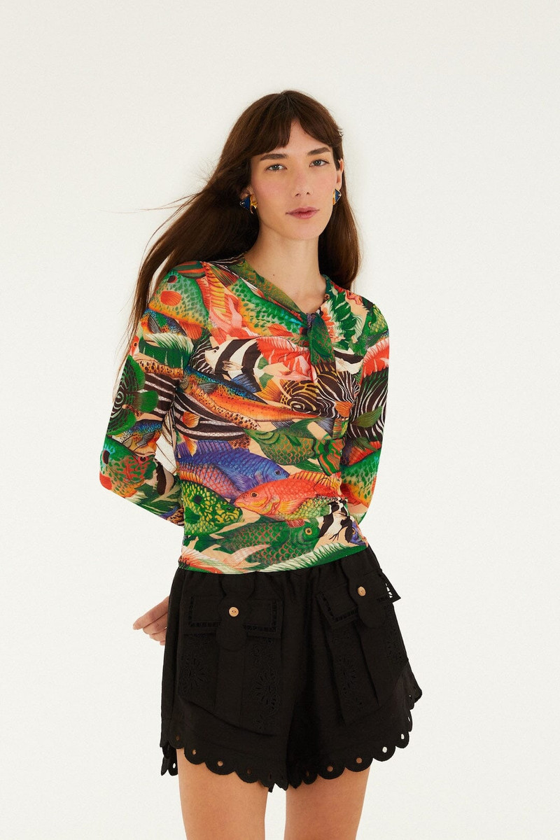 Multicolor Fish Sea Tule Blouse 1