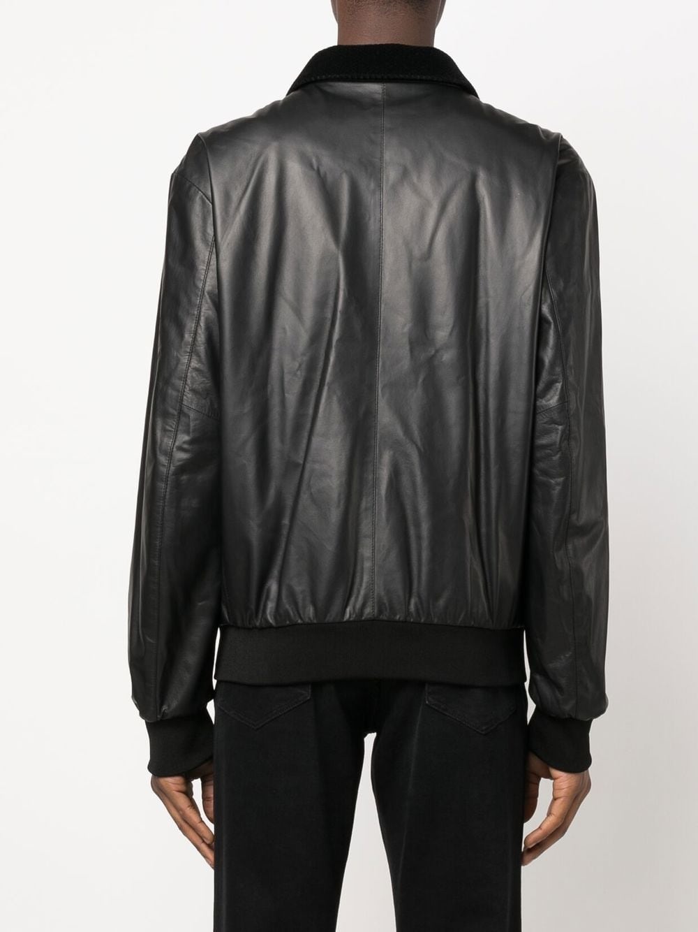 embossed-logo leather jacket - 4