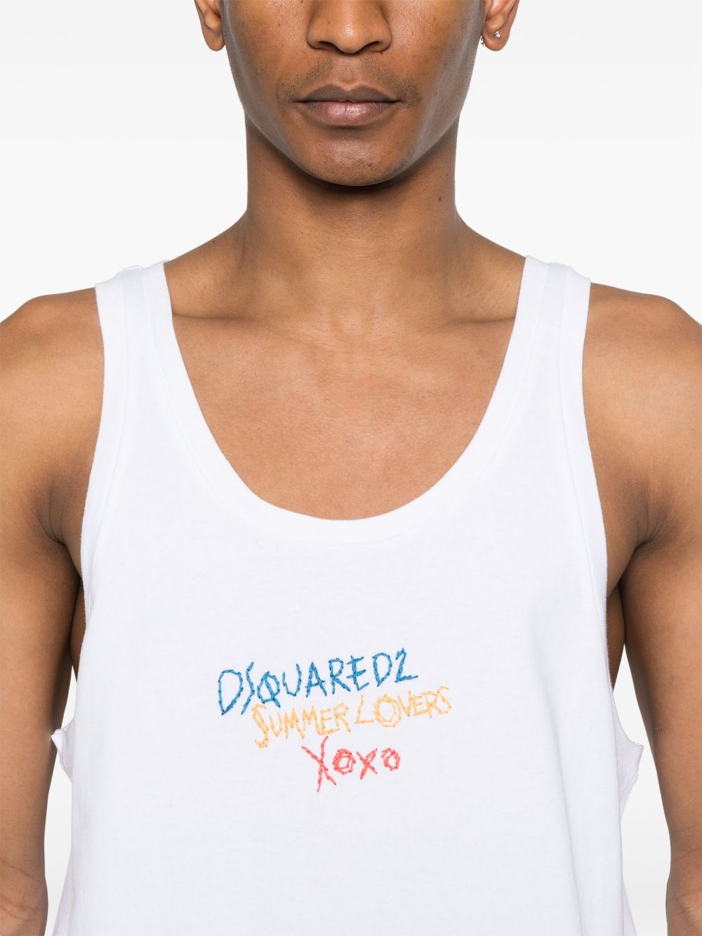 logo-embroidered tank top - 4