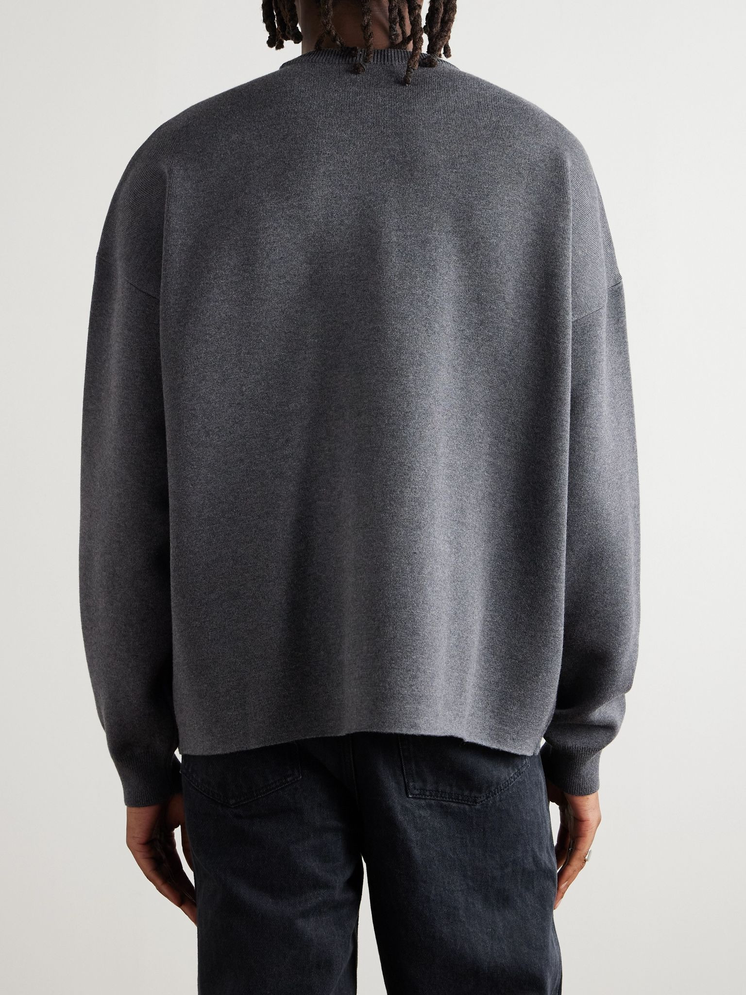 Anagram Logo-Jacquard Knitted Sweater Gray - 3