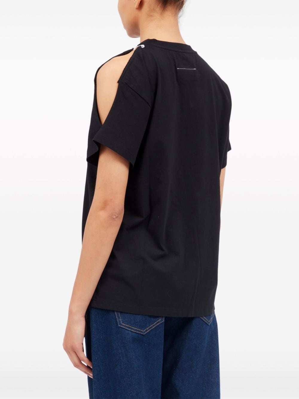 cut out-detail cotton T-shirt - 6