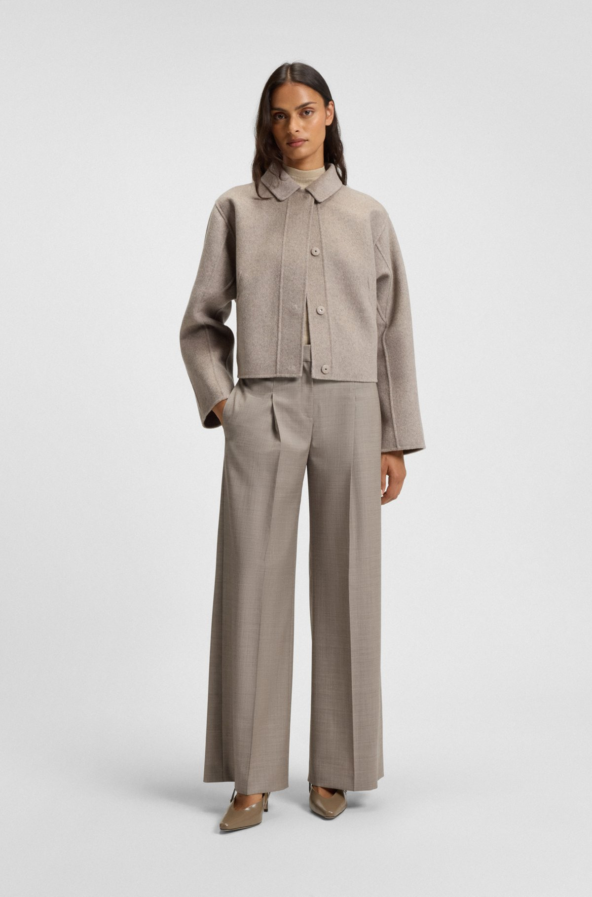 REGULAR-FIT TROUSERS IN SHARKSKIN-WEAVE STRETCH WOOL - 3