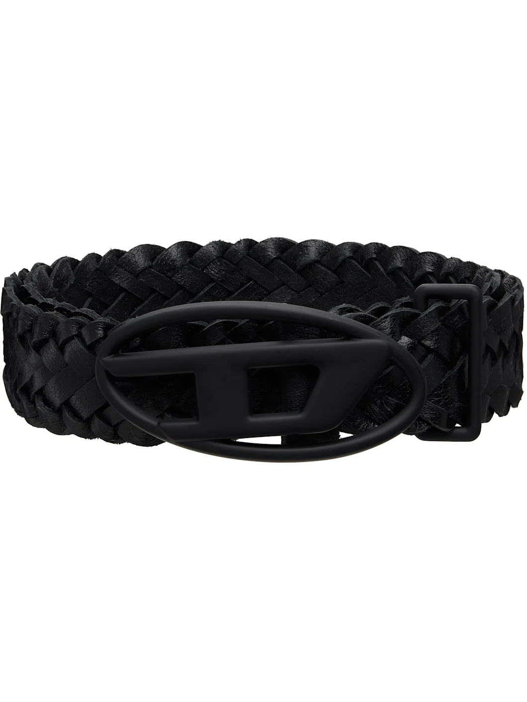 Black 4cm Braided Leather Belt - 1