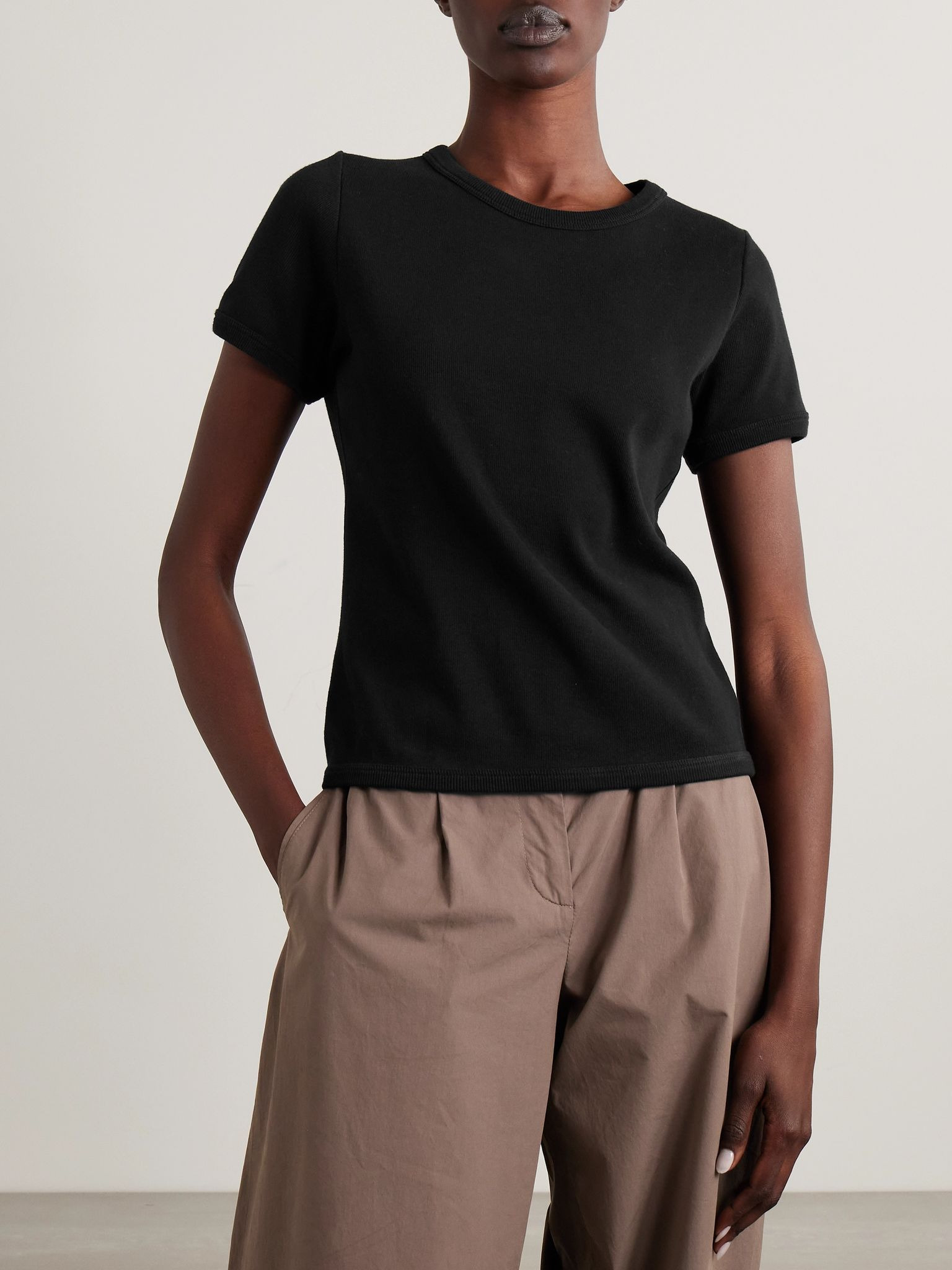 Torya ribbed cotton-jersey T-shirt Black - 3