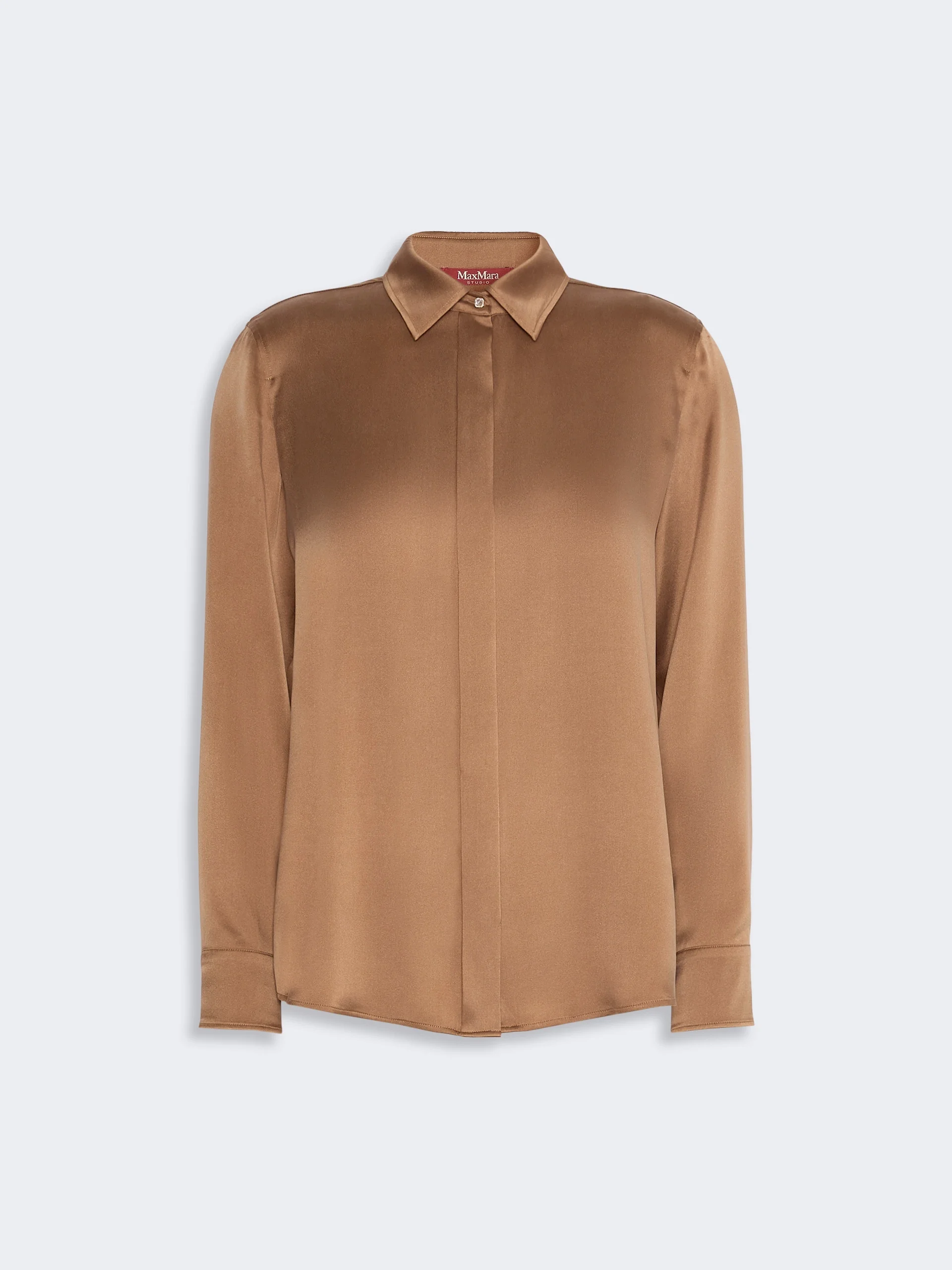 XERO Mannish silk satin shirt - TOBACCO - 1