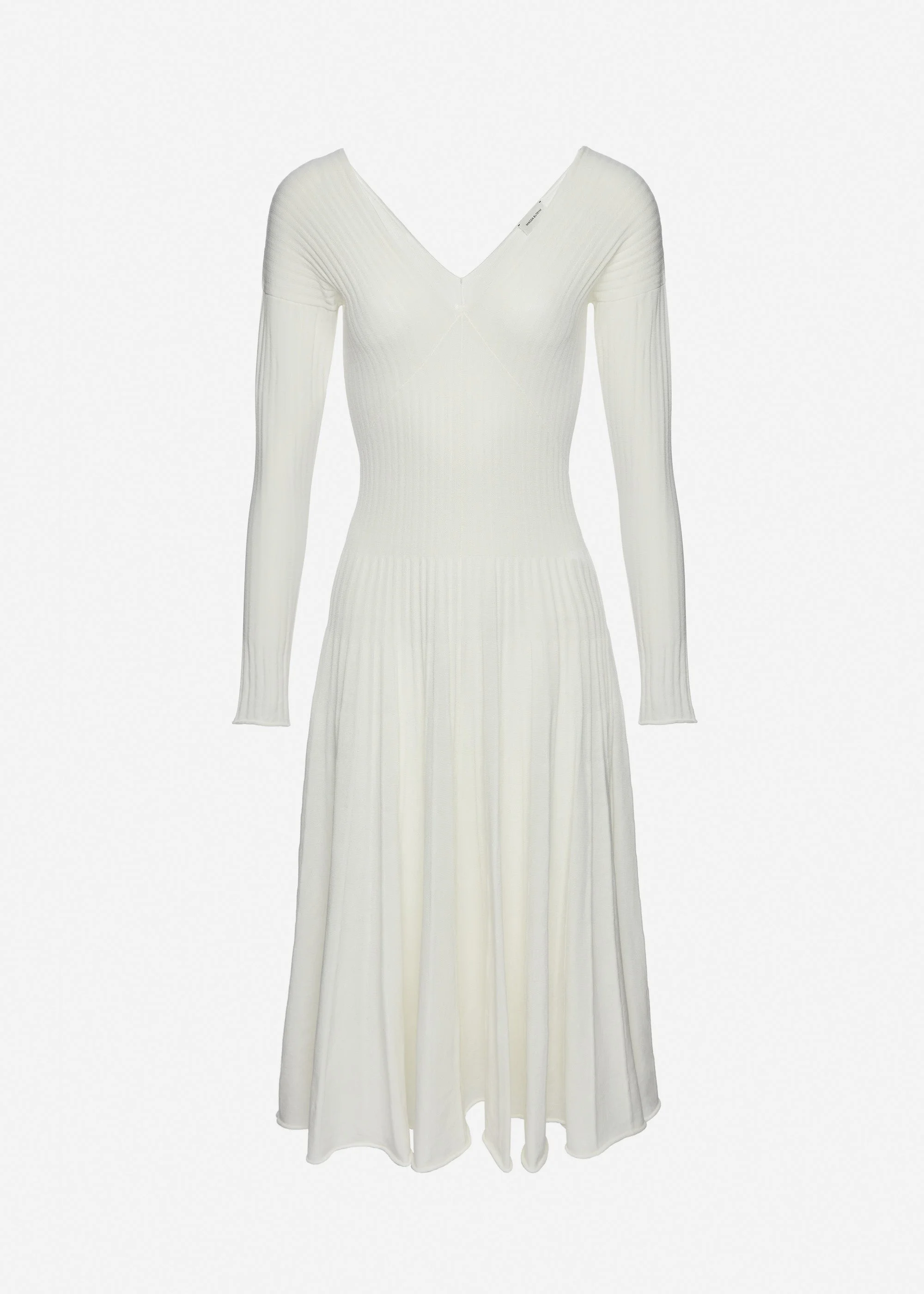 Pleated knit dress in white - 1