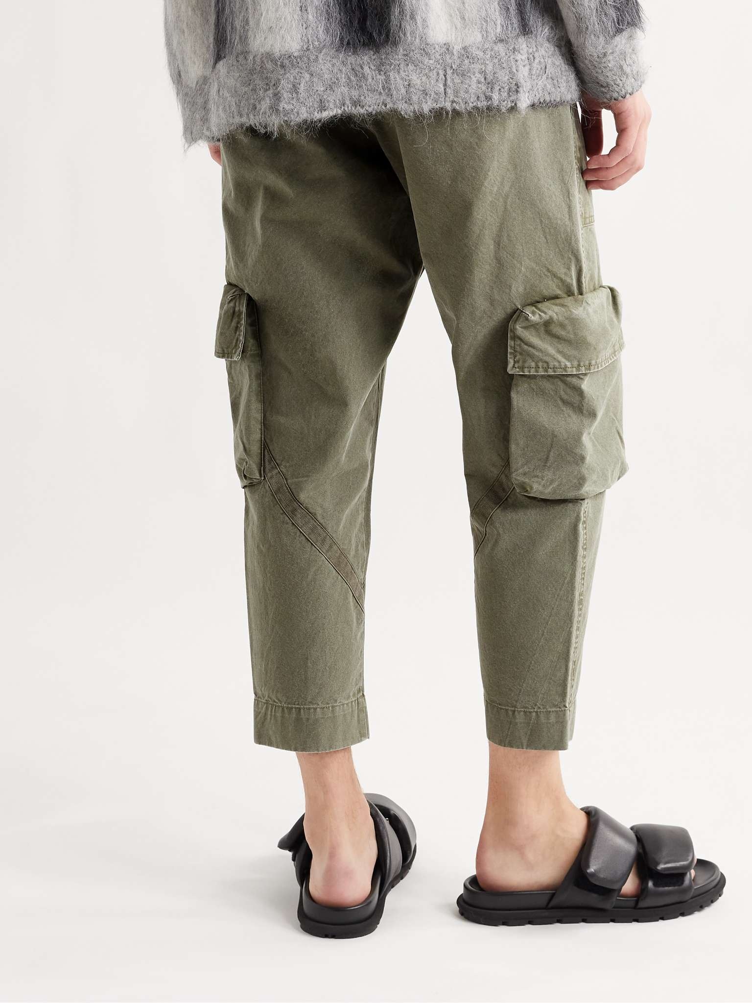 Tapered Cotton Drawstring Cargo Trousers - 4