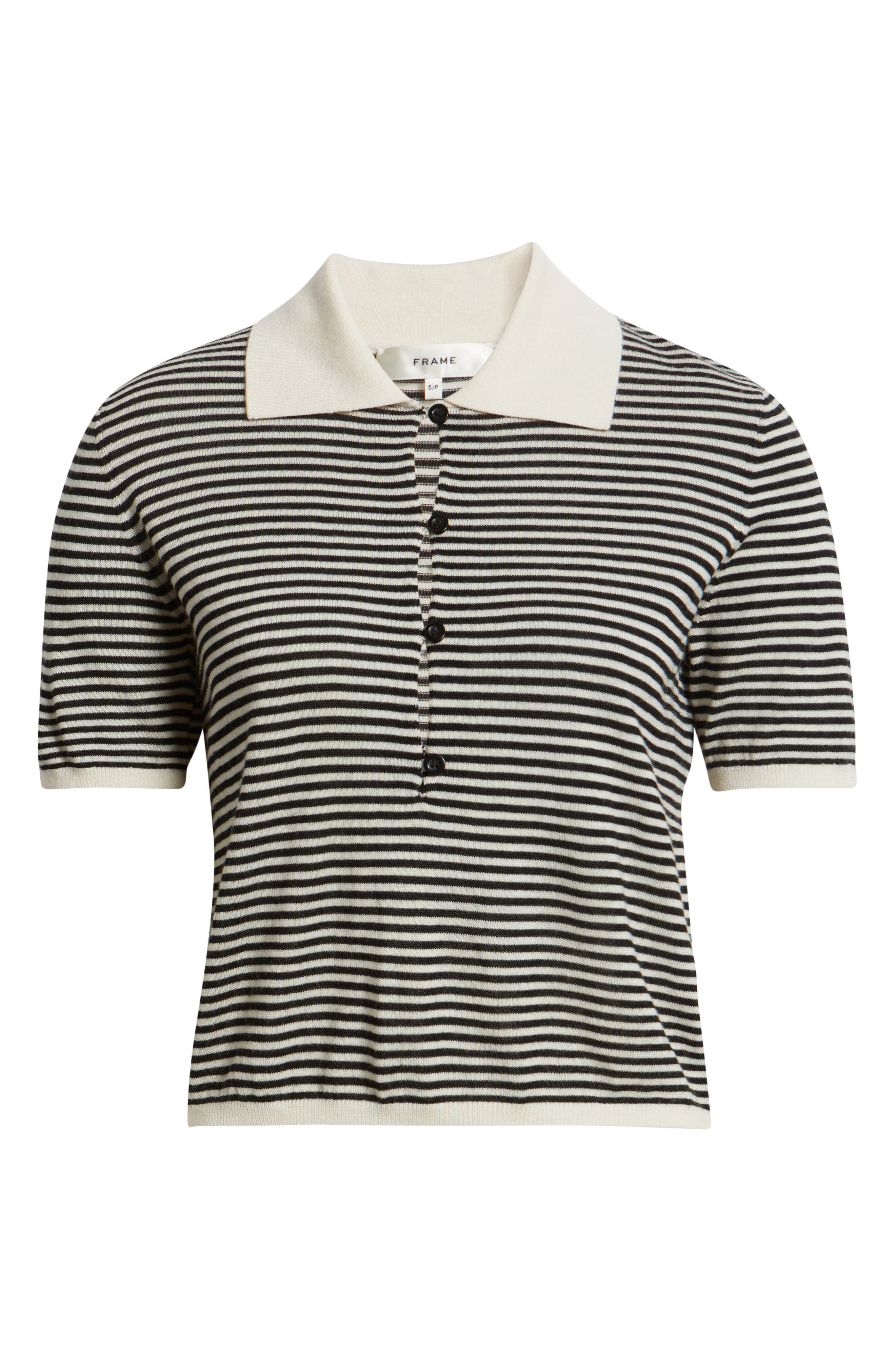 FRAME The Smart Stripe Polo Top in Cream Multi at Nordstrom - 1