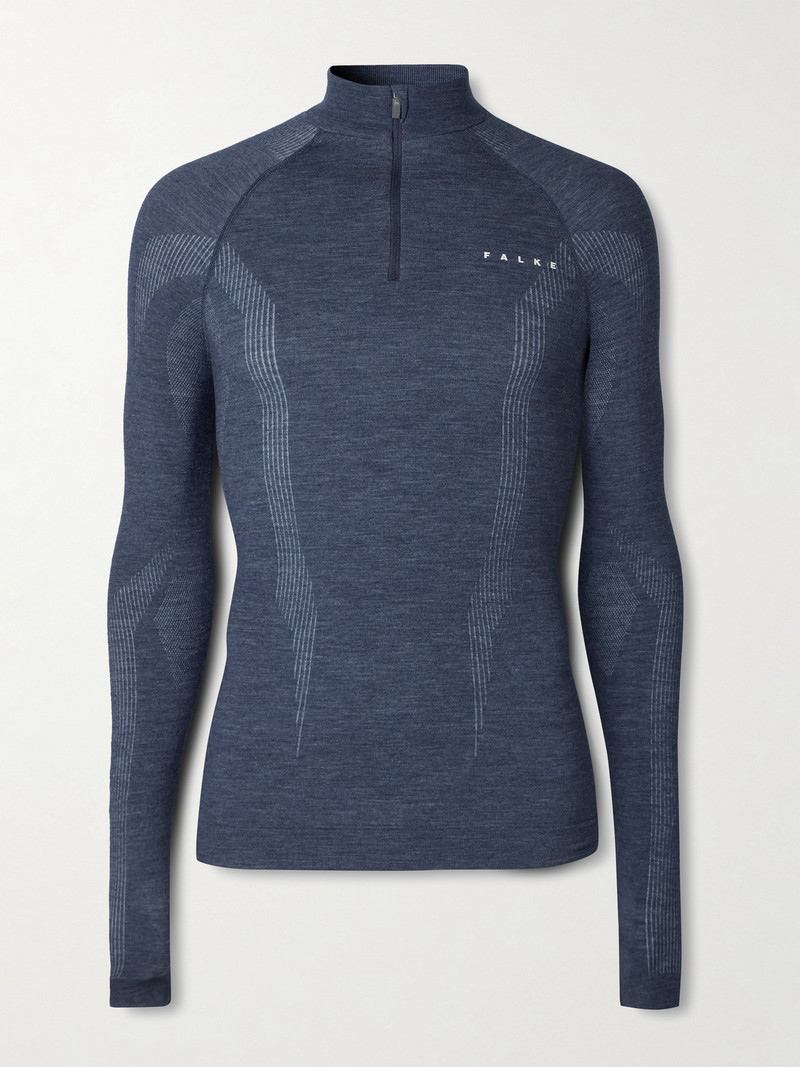 Printed Virgin Wool-Blend Half-Zip Ski Base Layer 1