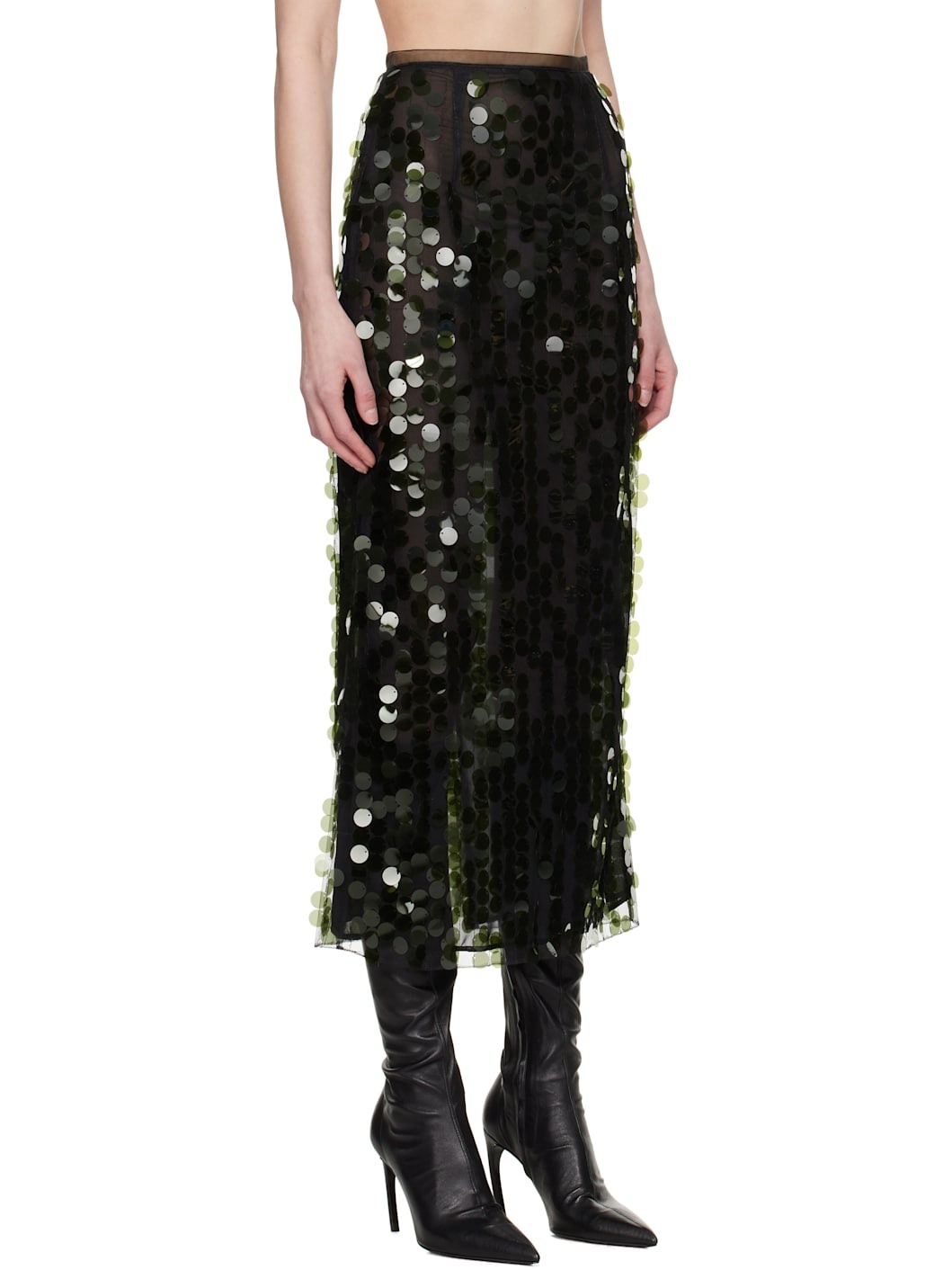 Green Dia Sequin Midi Skirt - 2