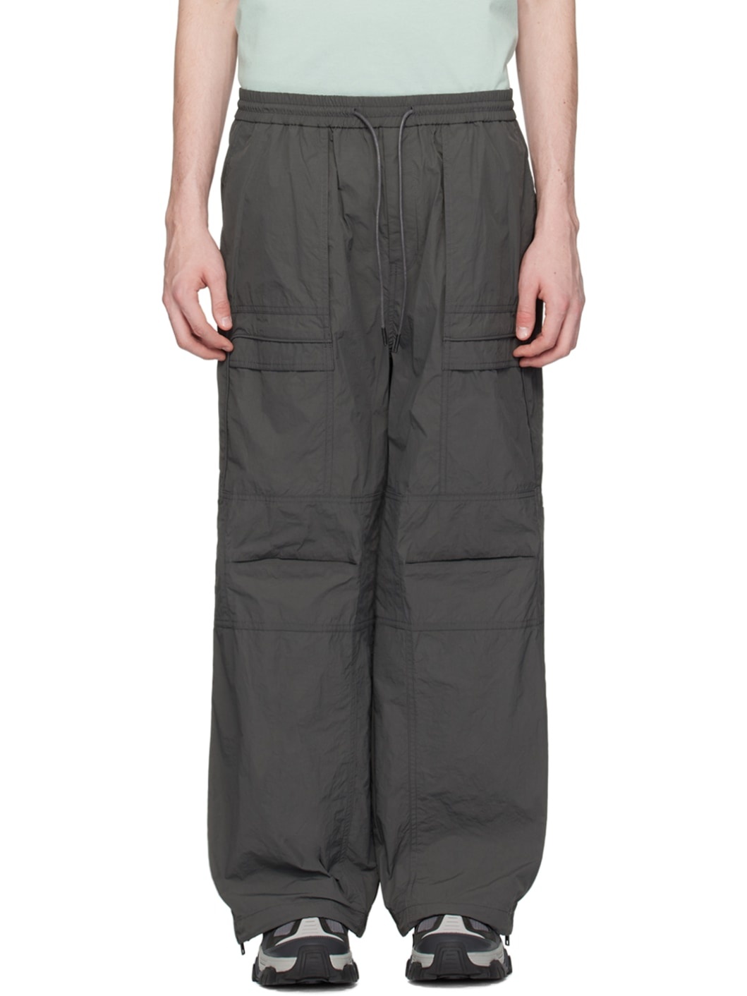 Gray Layered Cargo Pants - 1