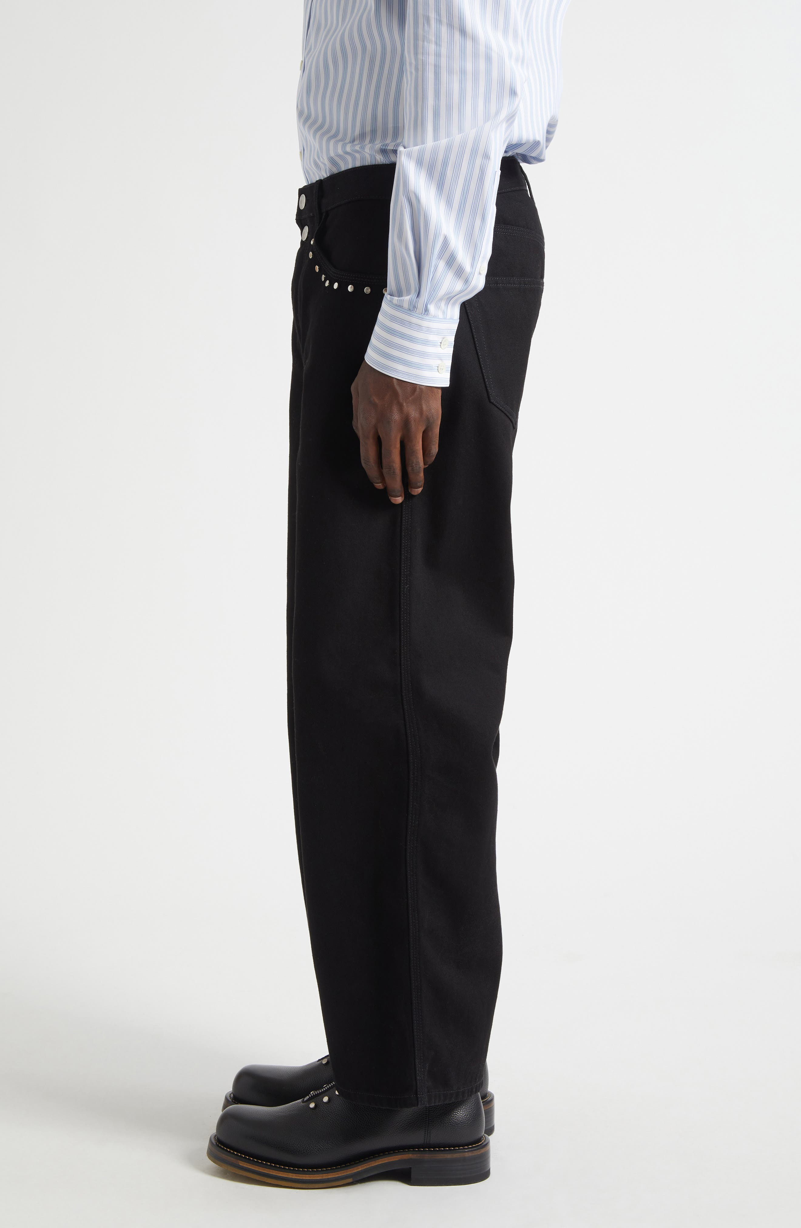 McQueen Studded Crop Painter Jeans in Black at Nordstrom - 4