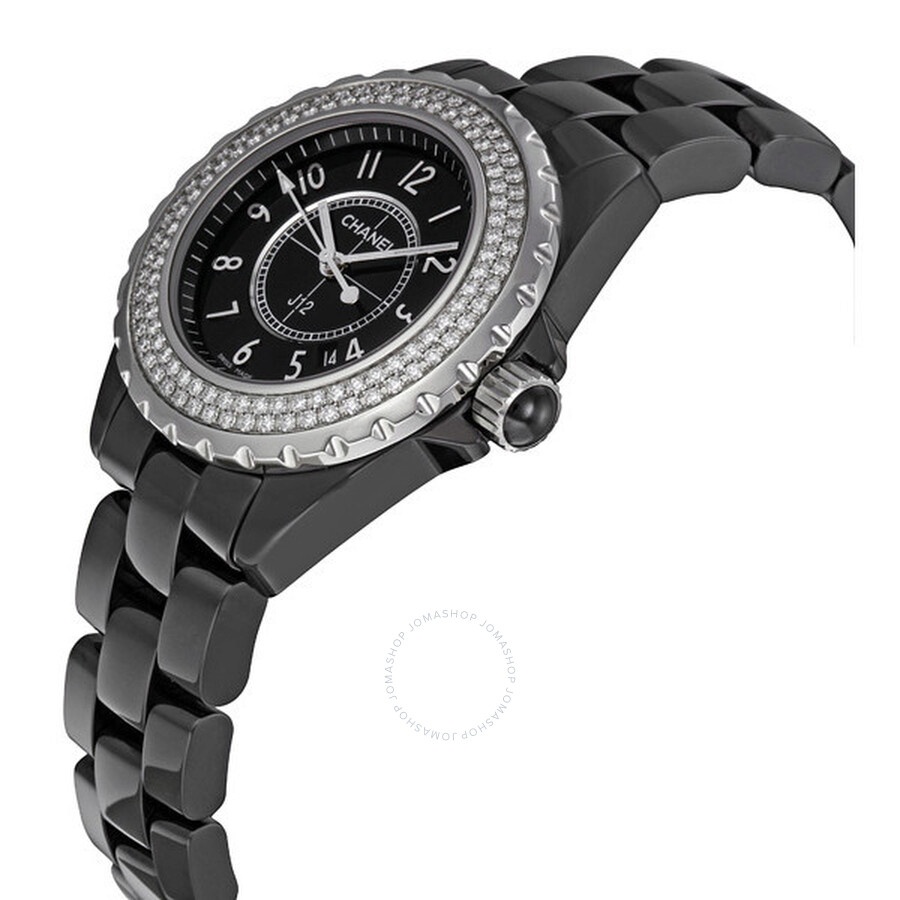 Pre-owned Chanel J12 Diamonds Diamond Black Dial Ladies Watch H0949 - 2