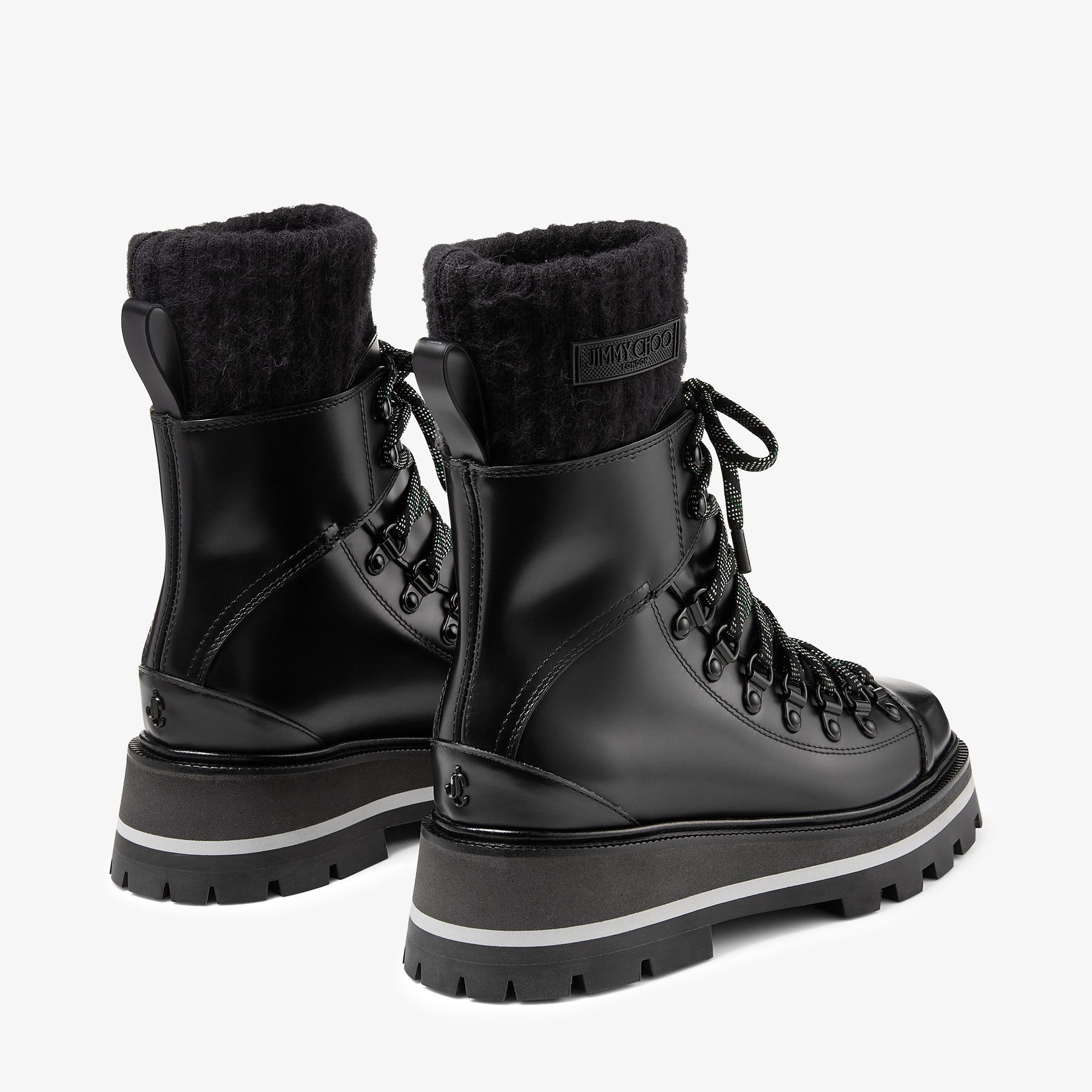 Chike Flat
Black Smooth Leather Ankle Boots with Knitted Sock - 6