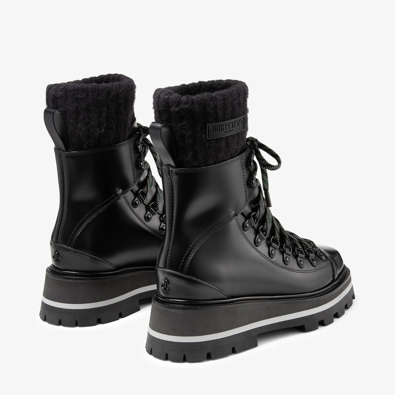 Chike Flat
Black Smooth Leather Ankle Boots with Knitted Sock 6