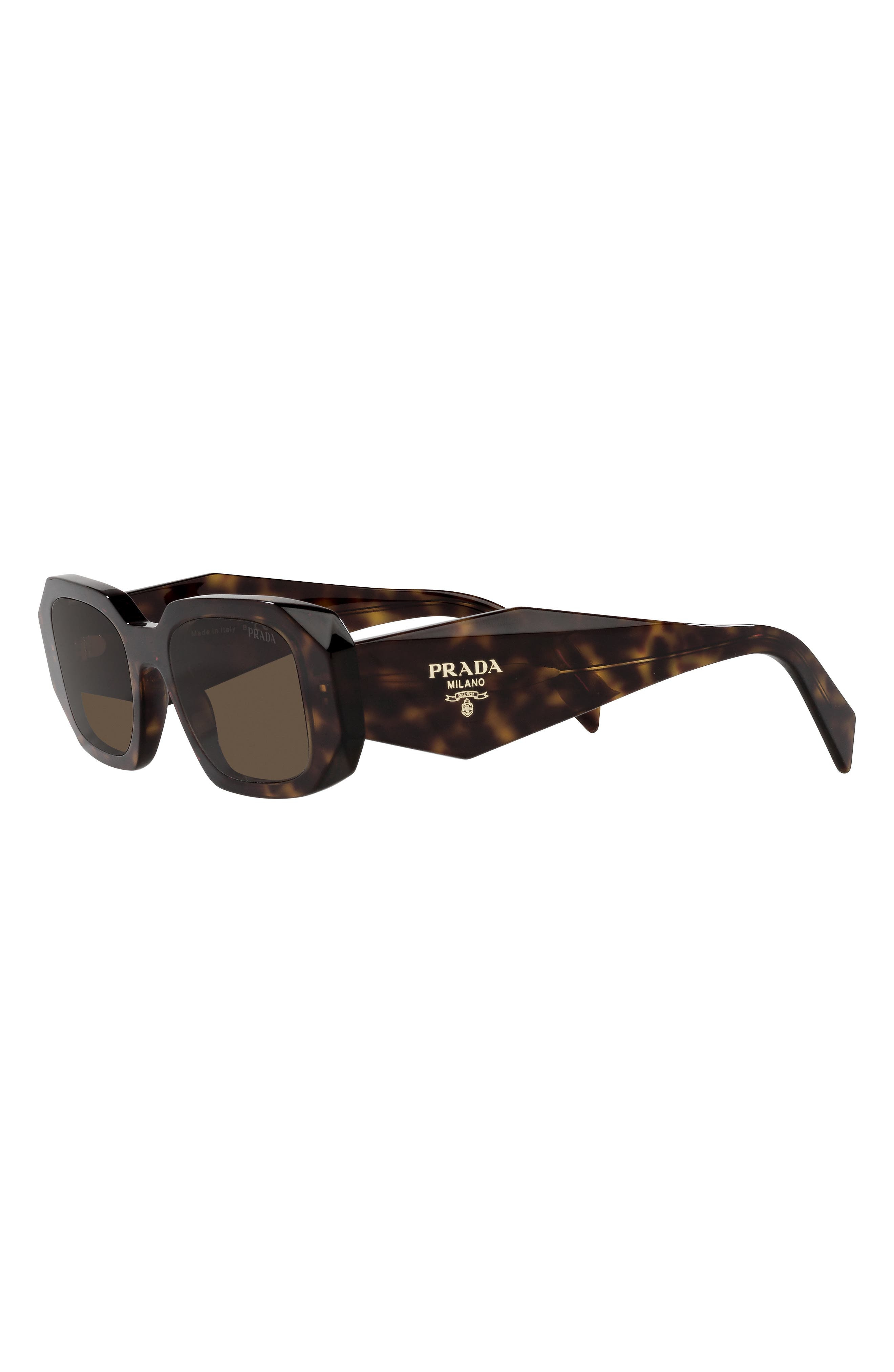 Prada Runway 49mm Rectangular Sunglasses in Tortoise/Brown at Nordstrom - 6