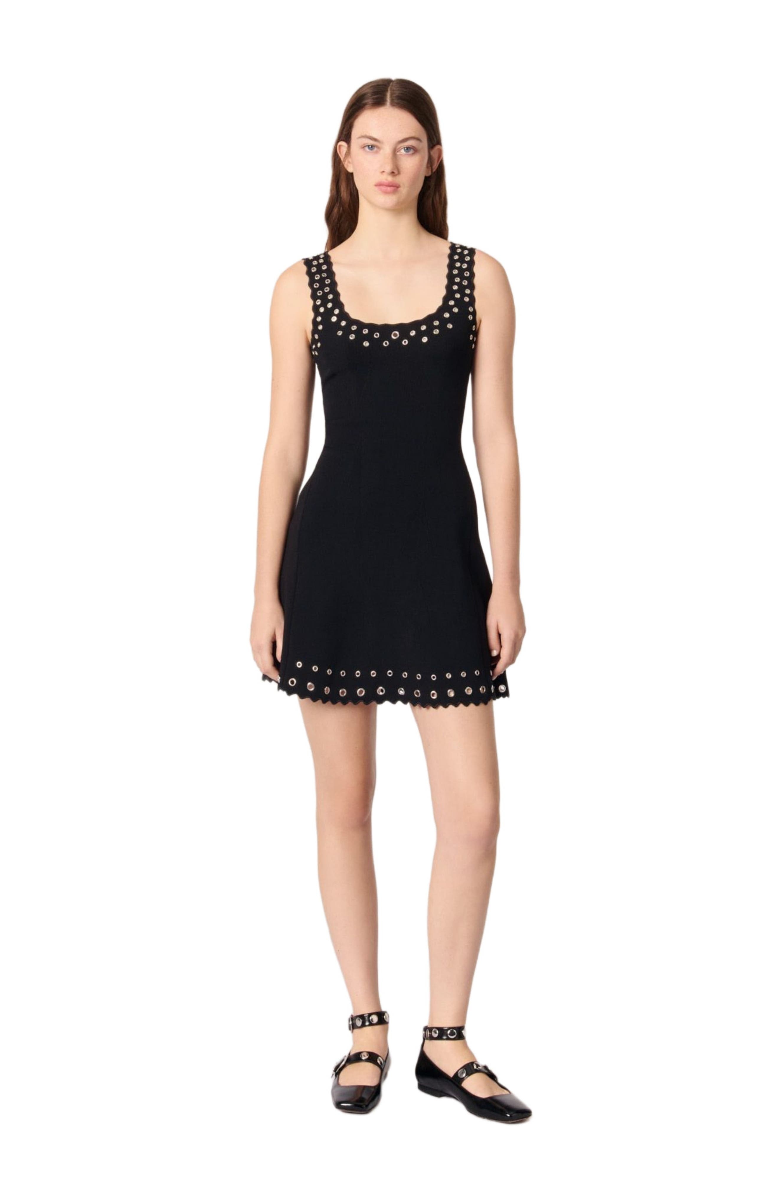 maje Short eyelet knit dress in Black at Nordstrom - 1