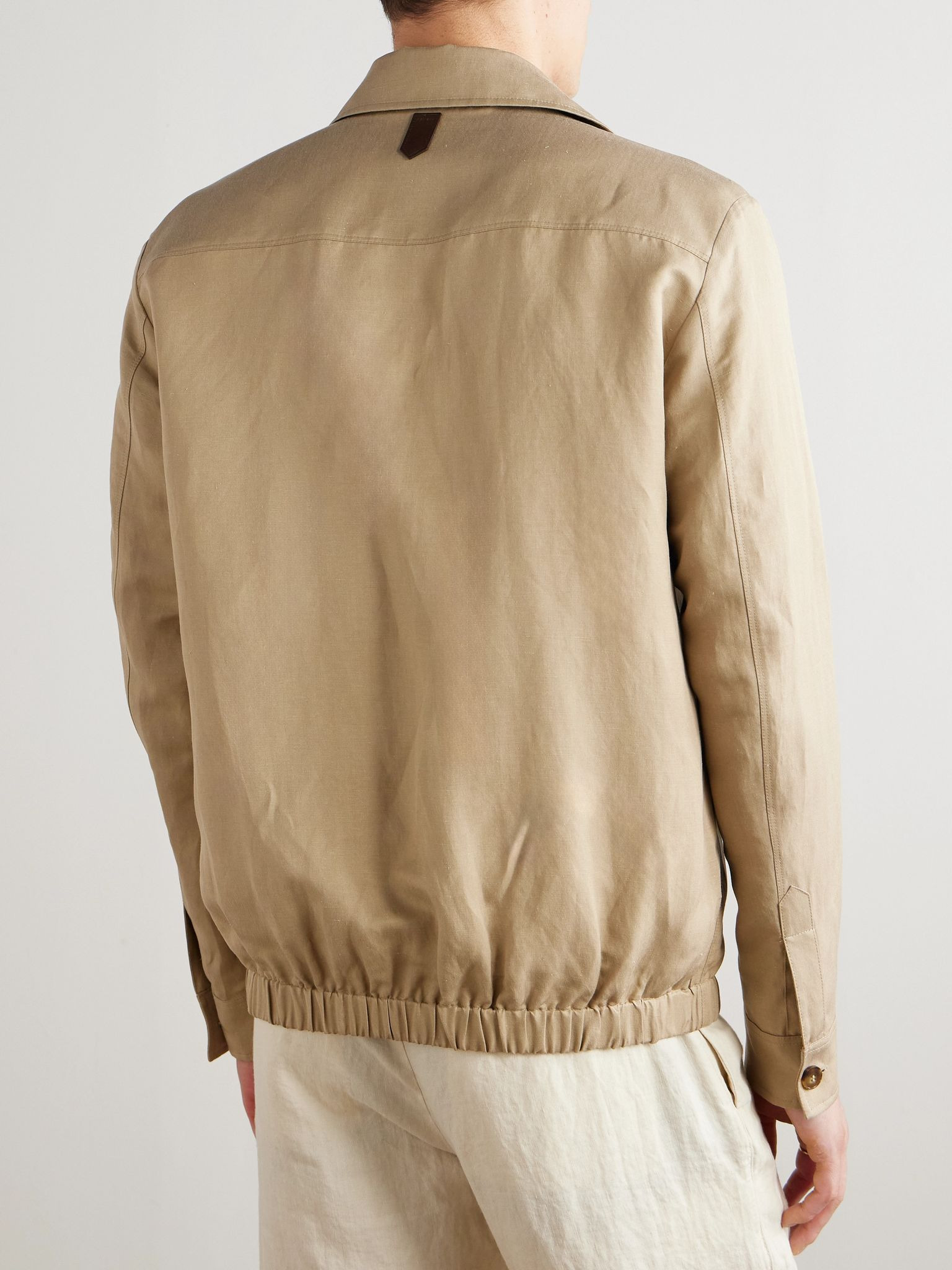 Linen and Silk-Blend Jacket Beige - 4