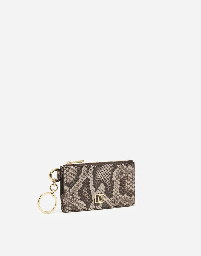 Dolce & Gabbana Python leather card holder with ring and crossover DG logo outlook
