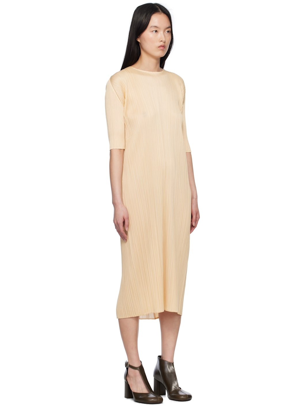 Beige Merry Bicolor Midi Dress - 2
