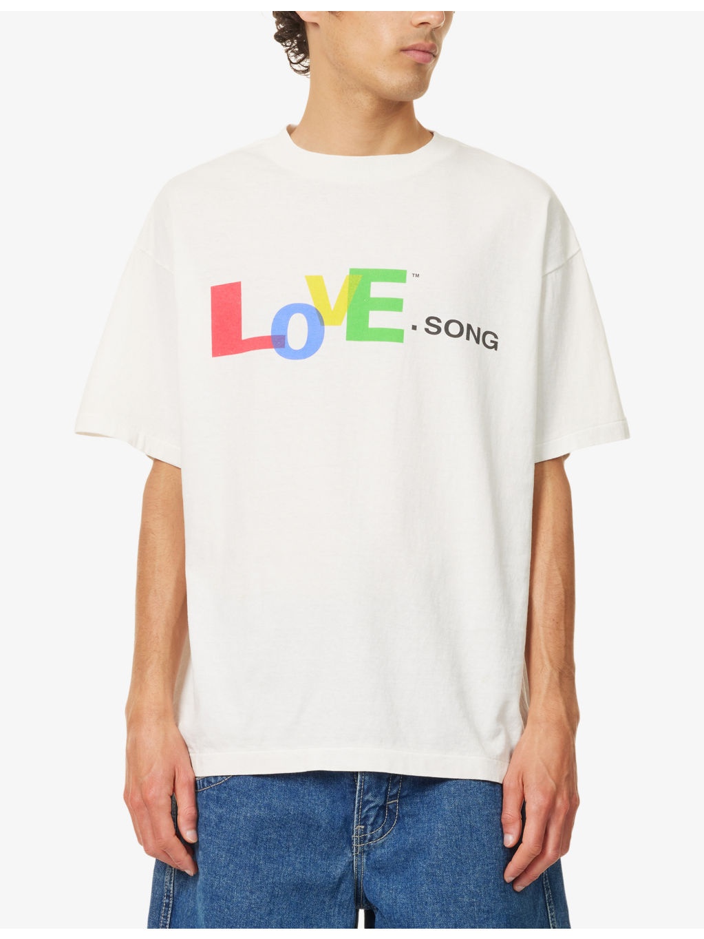 Text-Print Crewneck Cotton T-Shirt - 3