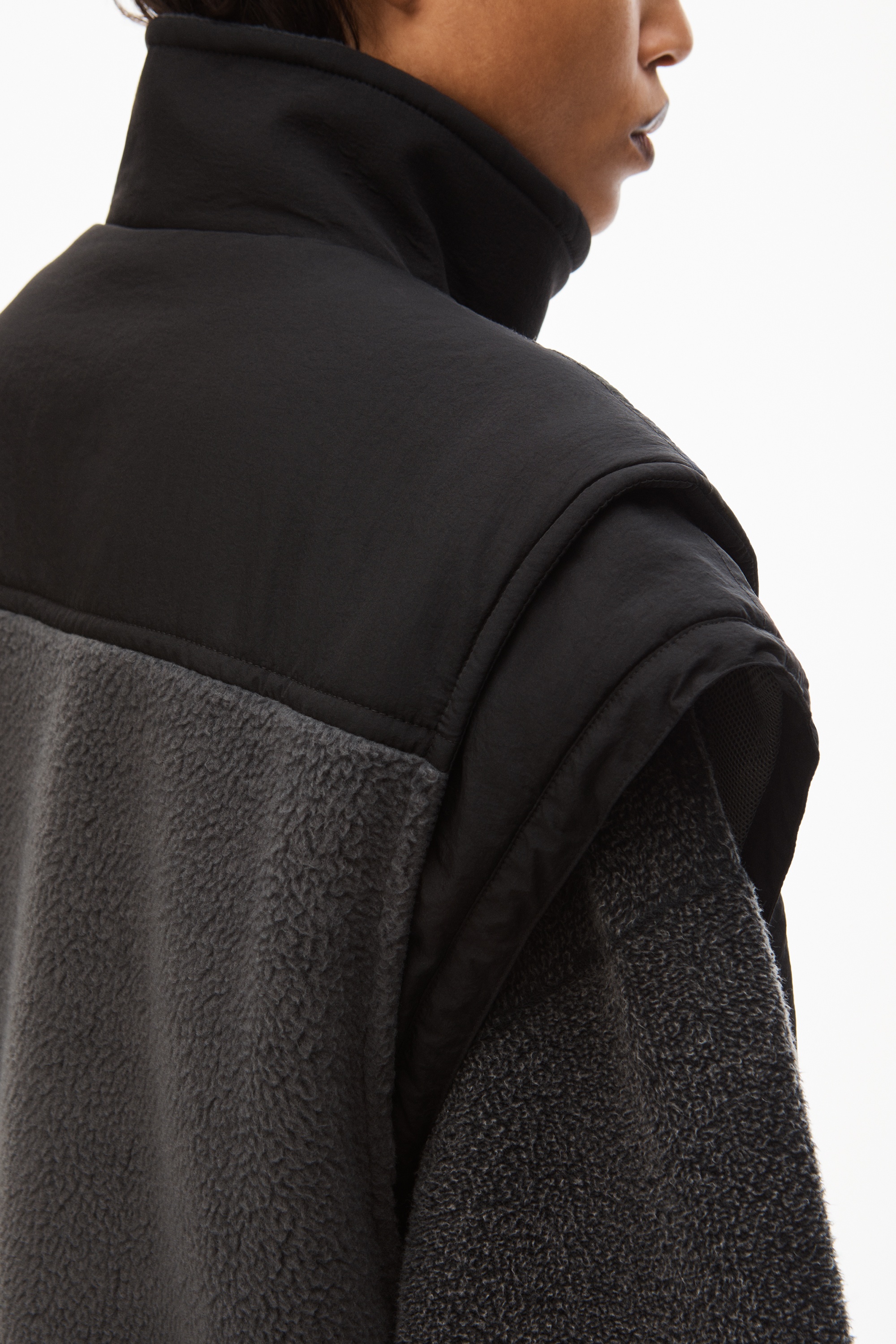 NYLON COMBO VEST IN PLUSH DOUBLE FLEECE - 6