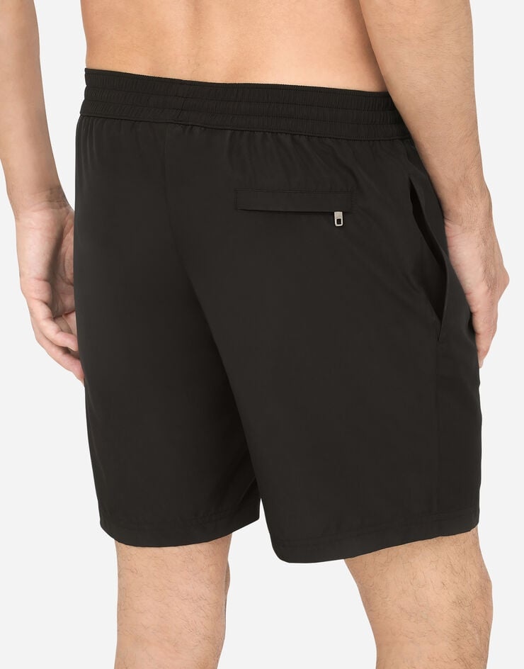 Mid-length swim trunks with branded plate - 5