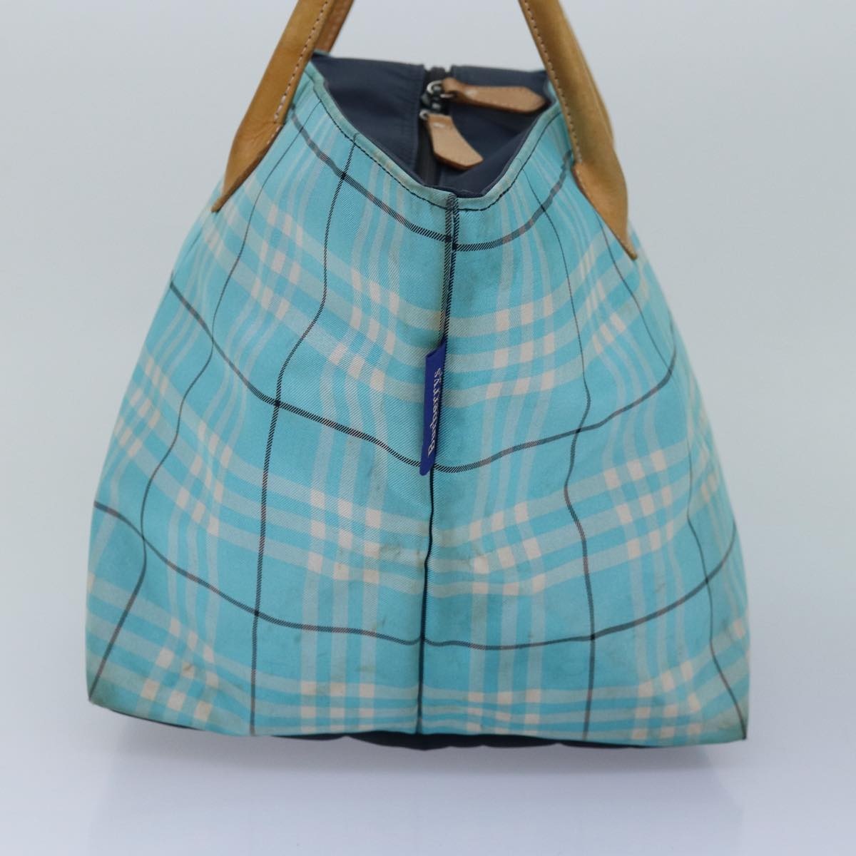 Burberry Nova Check Blue Label Tote Bag Nylon Light Blue Silver - 3