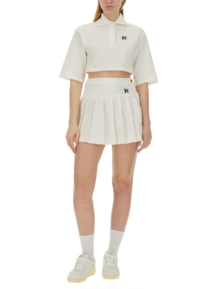 Palm Angels Women Monogram Cropped Polo Shirt - 2