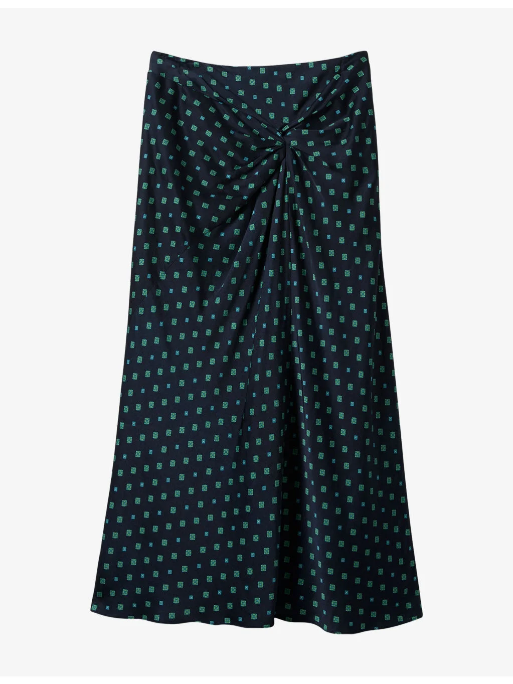 Diamond Twist-Detail Woven Midi Skirt - 1