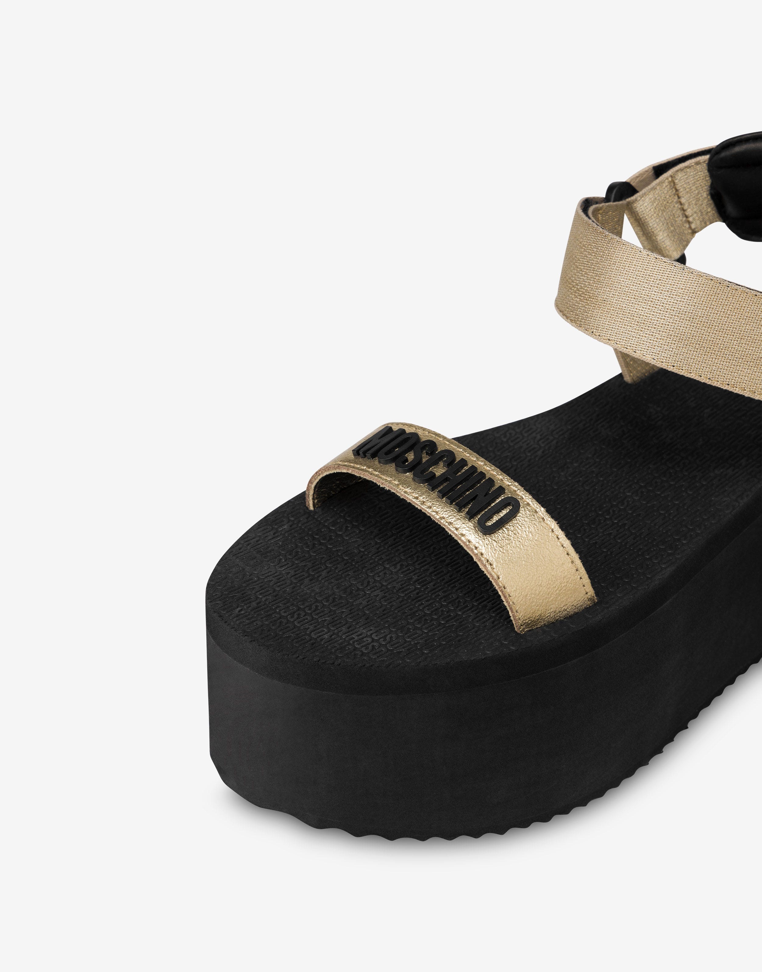RUBBER LOGO FLATFORM WEDGE SANDALS - 4