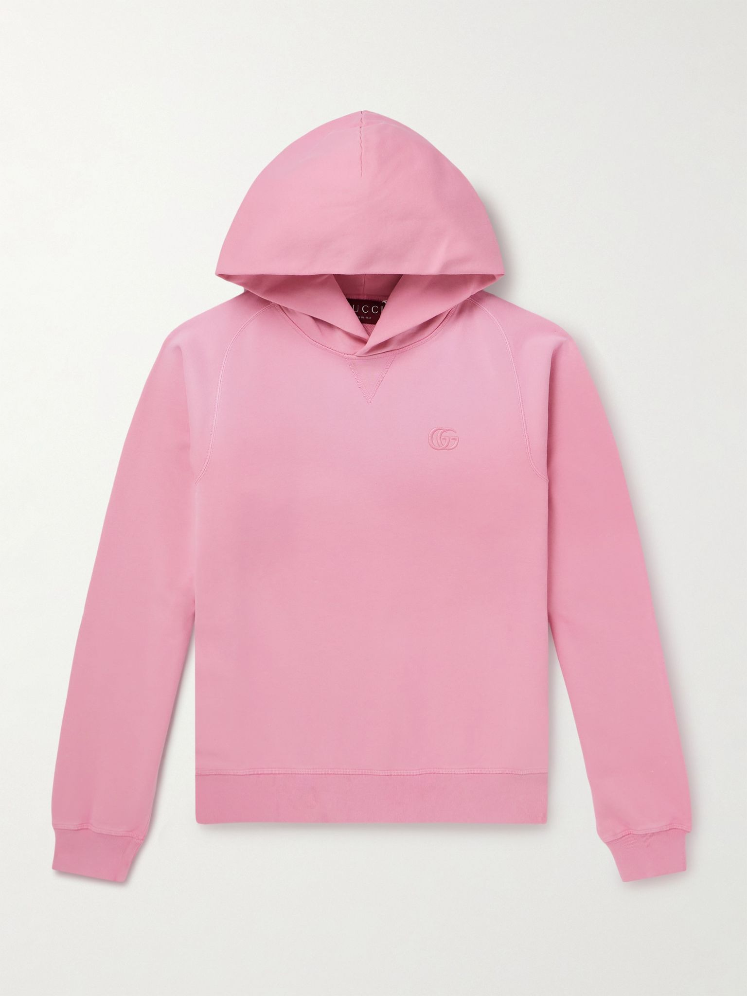 Logo-Embroidered Cotton-Blend Jersey Hoodie Pink - 1