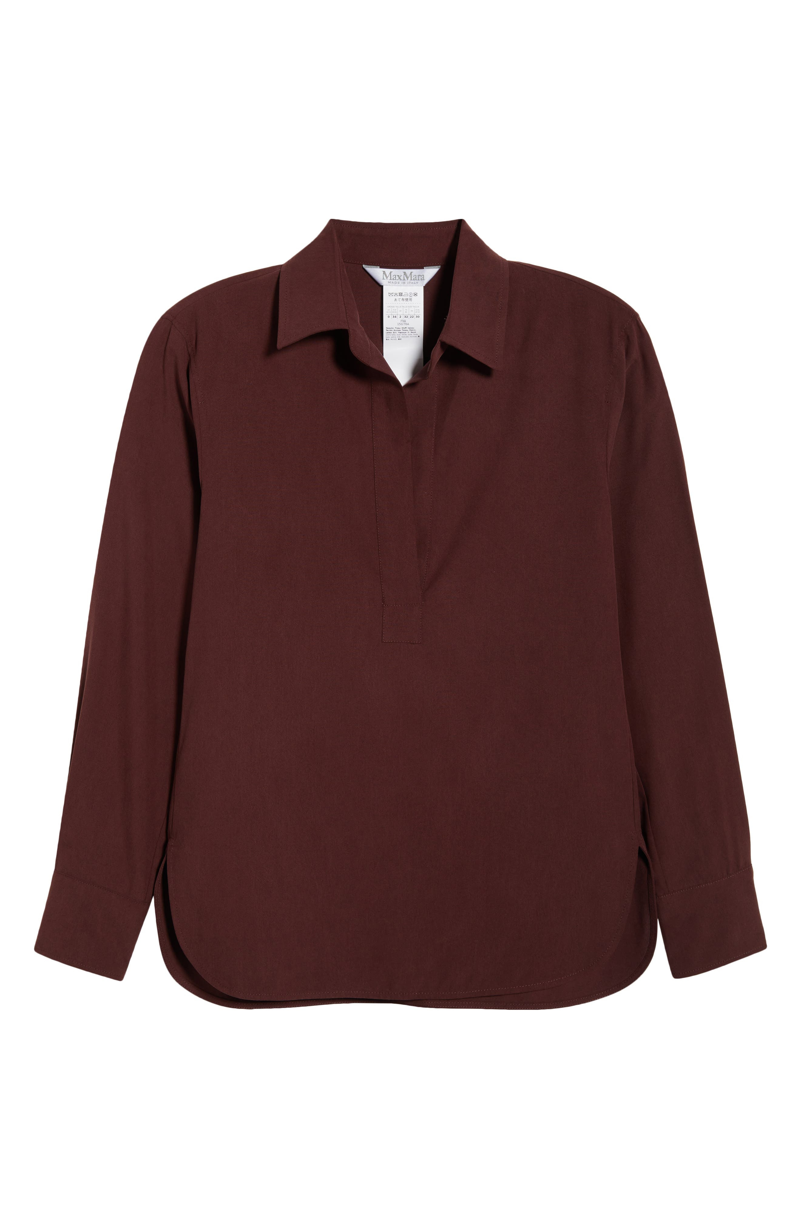 Max Mara Mirko Silk Crepe Popover Top in Cherry at Nordstrom - 5