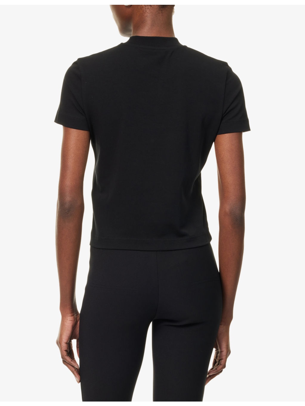 Logo-Patch Cropped Stretch-Cotton T-Shirt - 4
