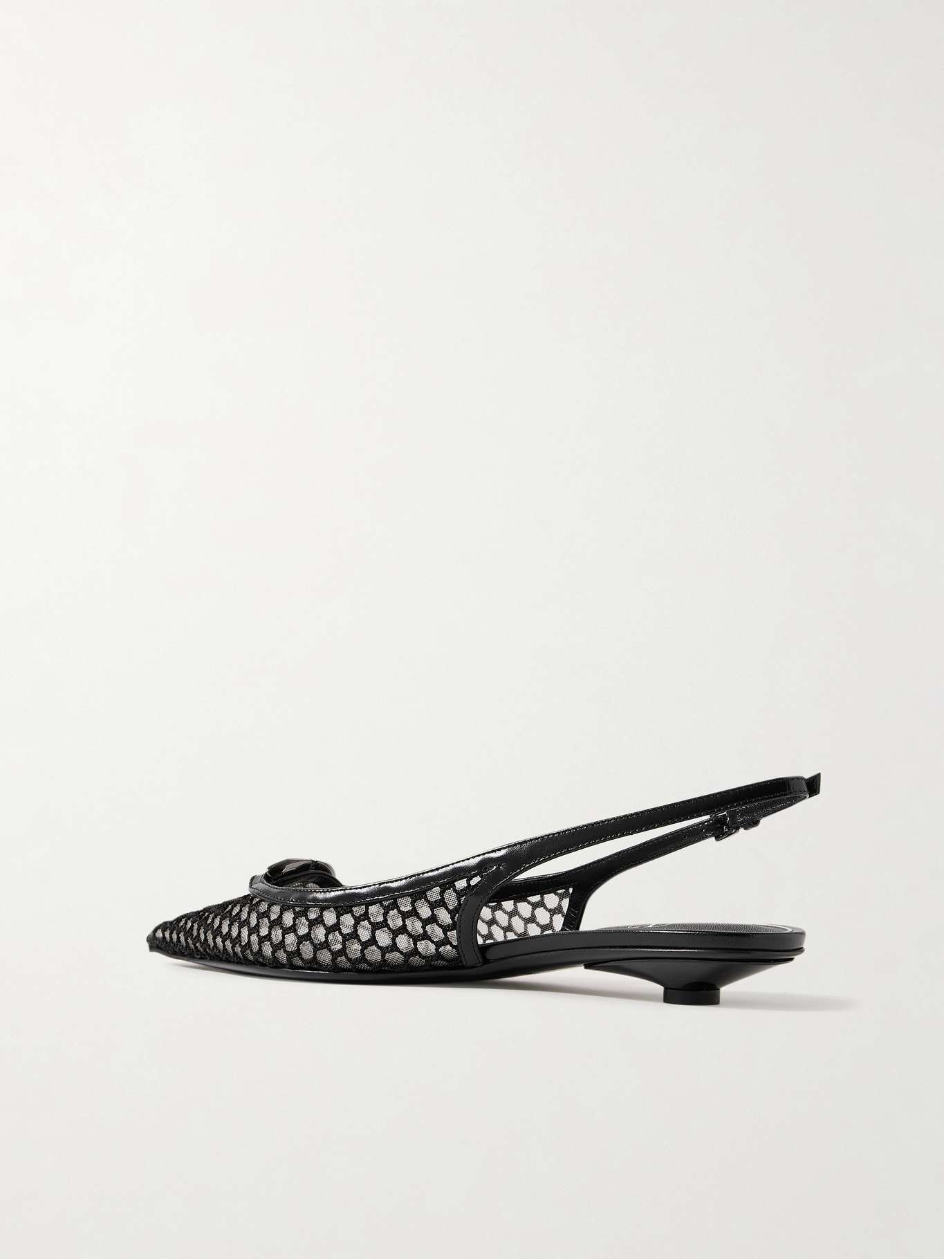 VLOGO Moon 20 embellished leather-trimmed fishnet and mesh slingback pumps - 3