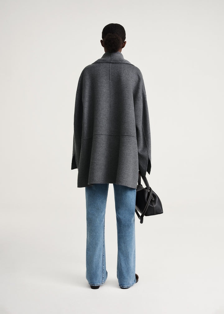 Double-breasted wool jacket grey mélange - 4