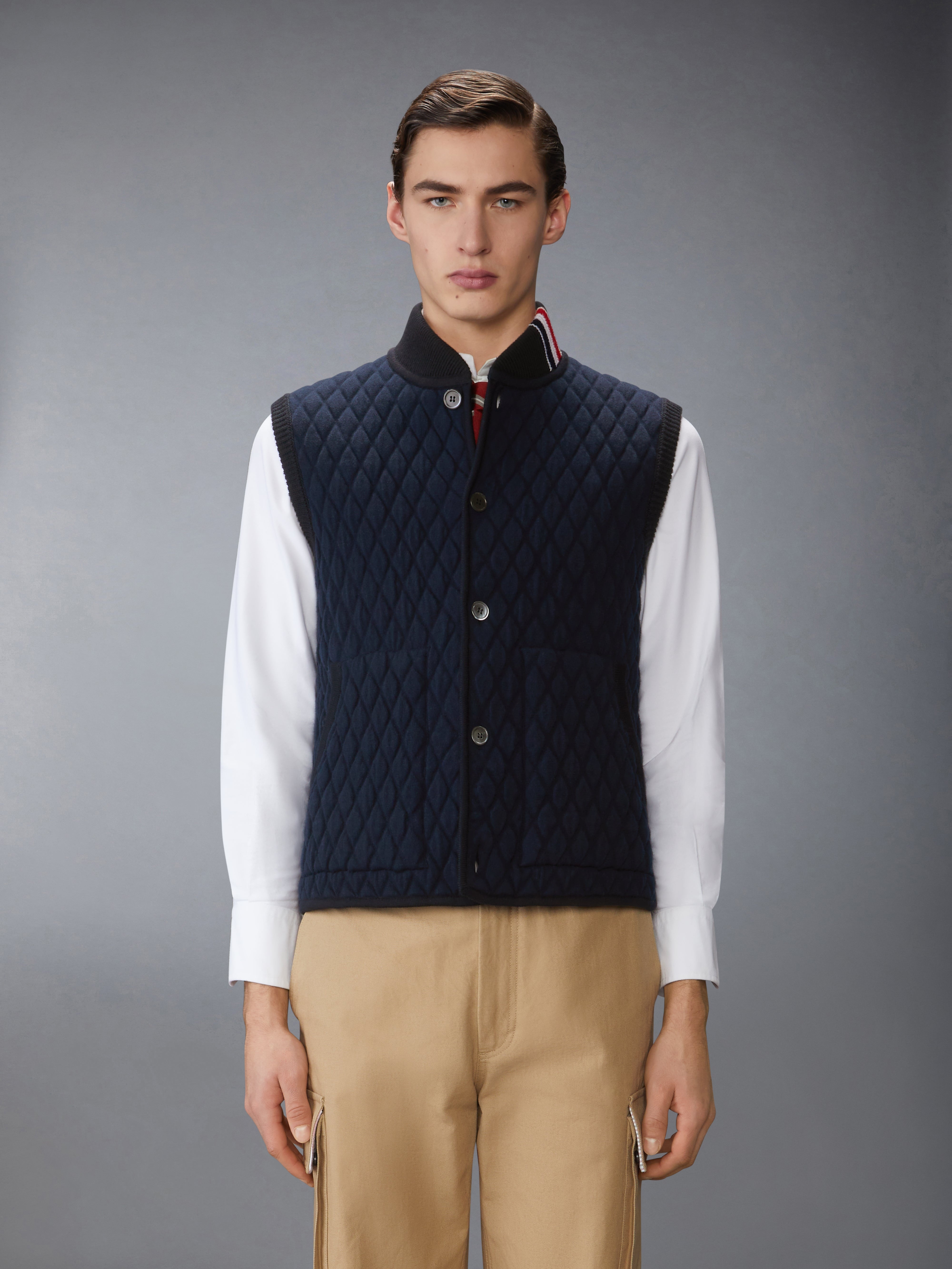 MERINO WOOL INTARSIA JACQUARD WORK VEST - 2