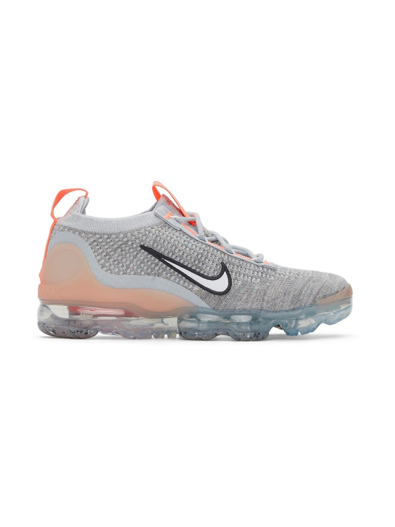 Grey & Orange Air Vapormax 2021 FlyKnit Sneakers - 1