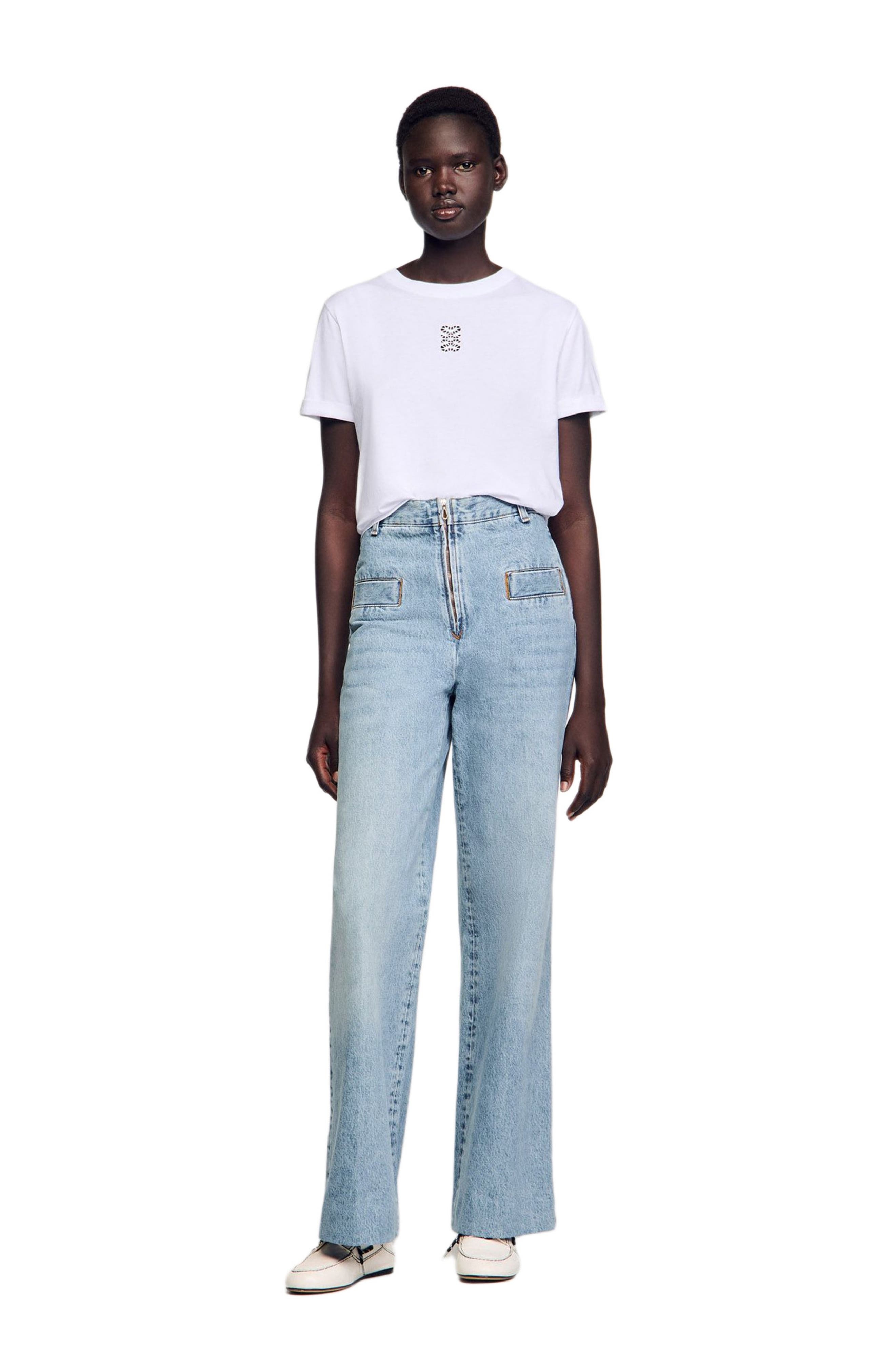 SANDRO Cotton T-shirt with embroidery in White at Nordstrom - 6