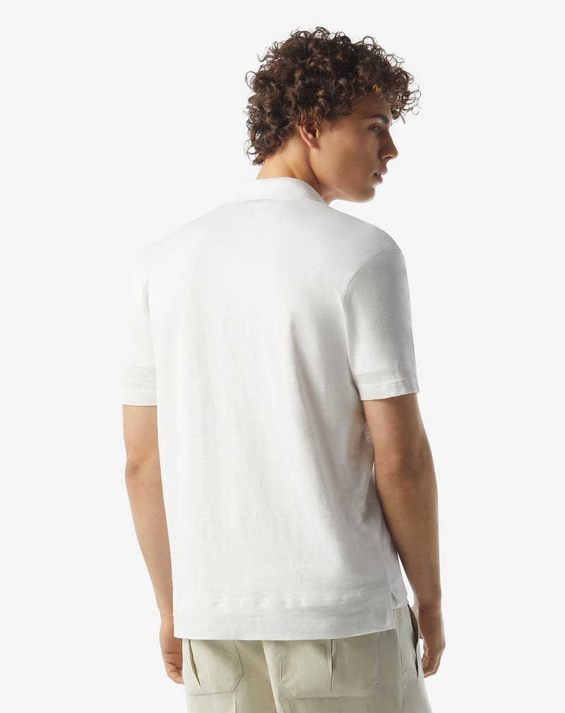 White linen polo shirt 3