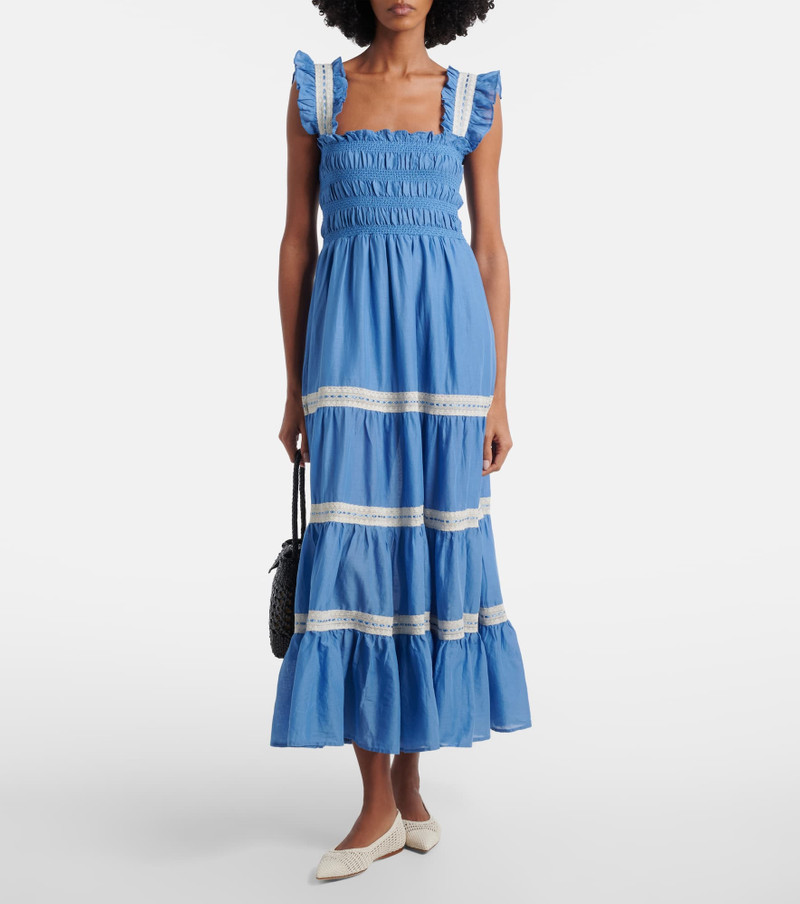 RIXO Aubrie lace-trimmed cotton voile midi dress outlook