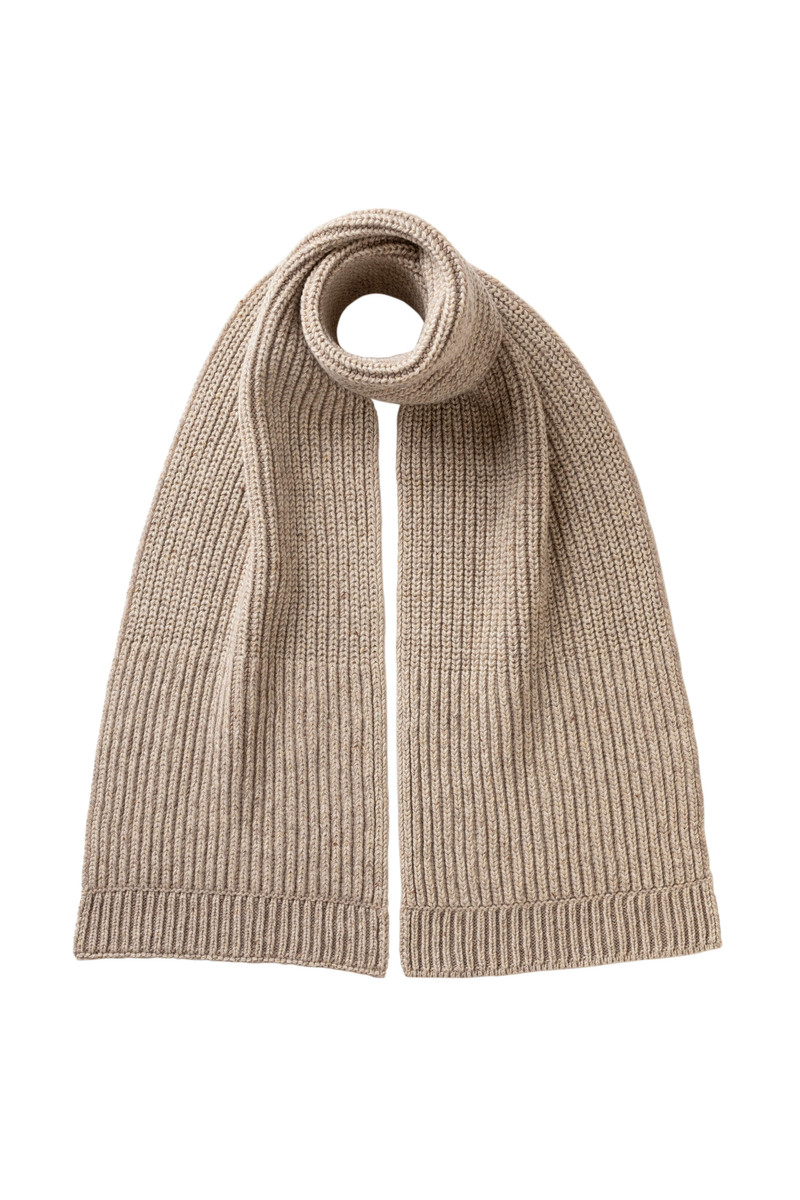 Donegal Cashmere Cream Knitted Scarf 1
