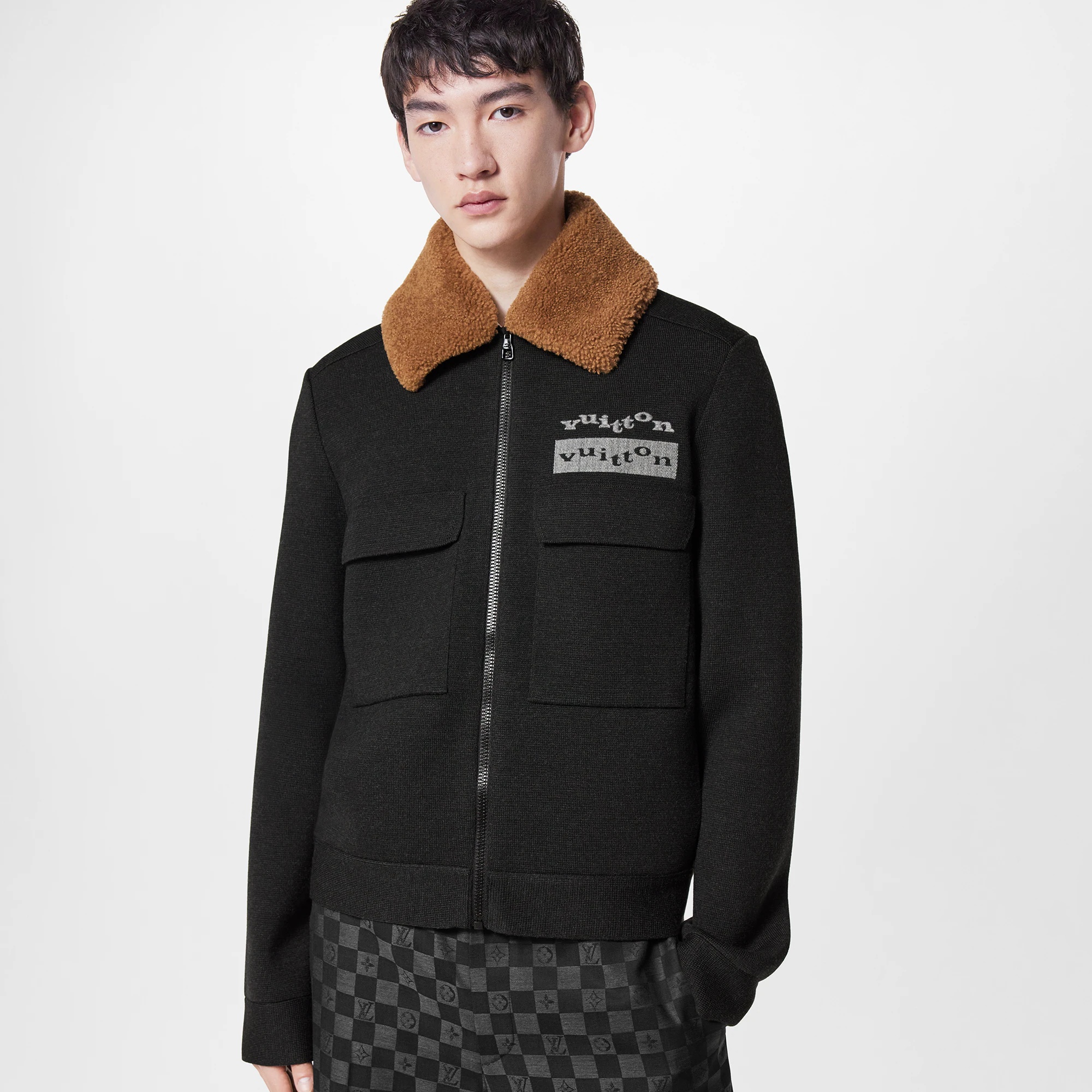 Knit Blouson With Shearling Collar - 5