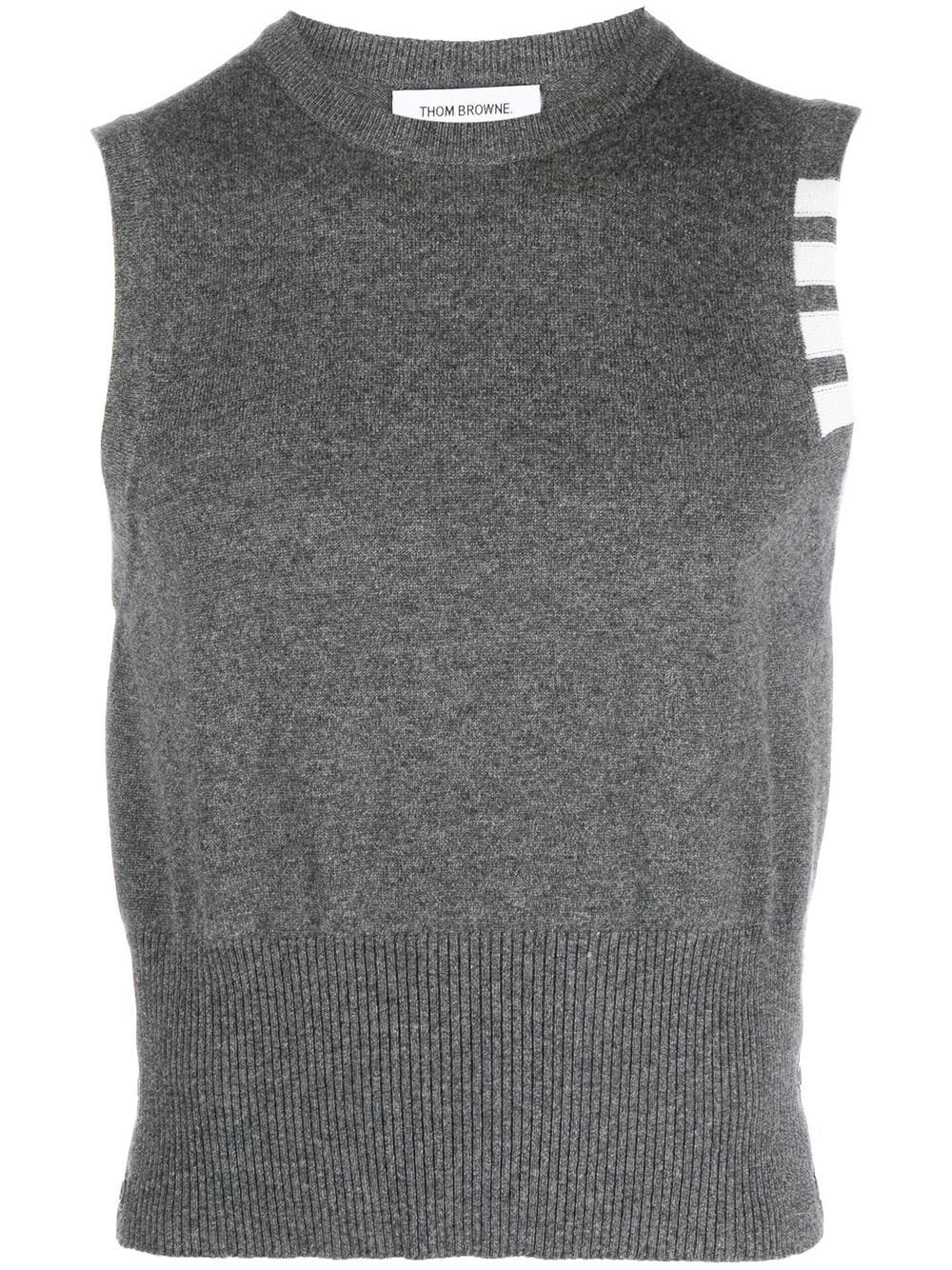 stripe-detail knit vest - 1